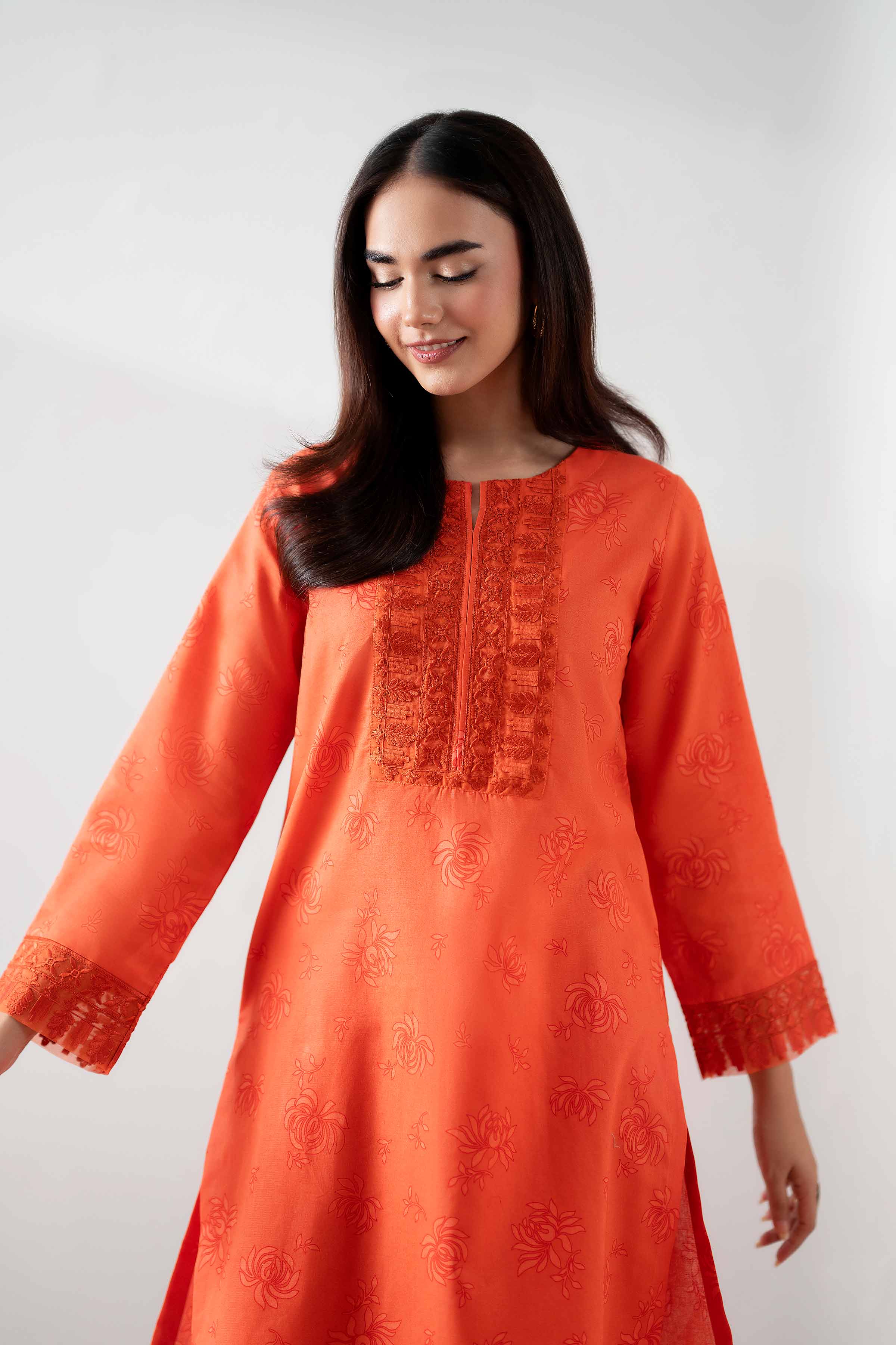 2 Piece - Printed Embroidered Suit - PS25-170 - Image 5