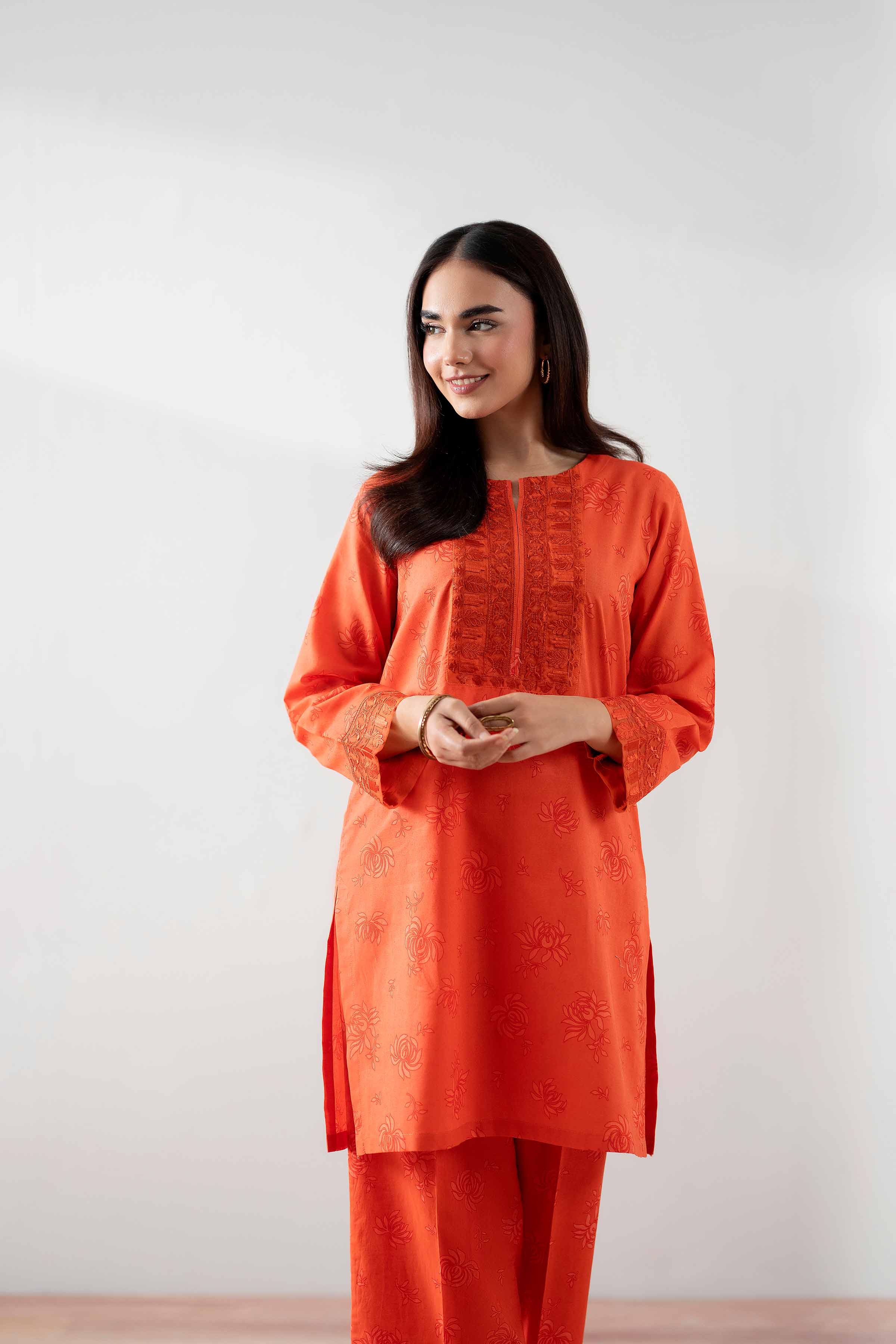 2 Piece - Printed Embroidered Suit - PS25-170 - Image 6