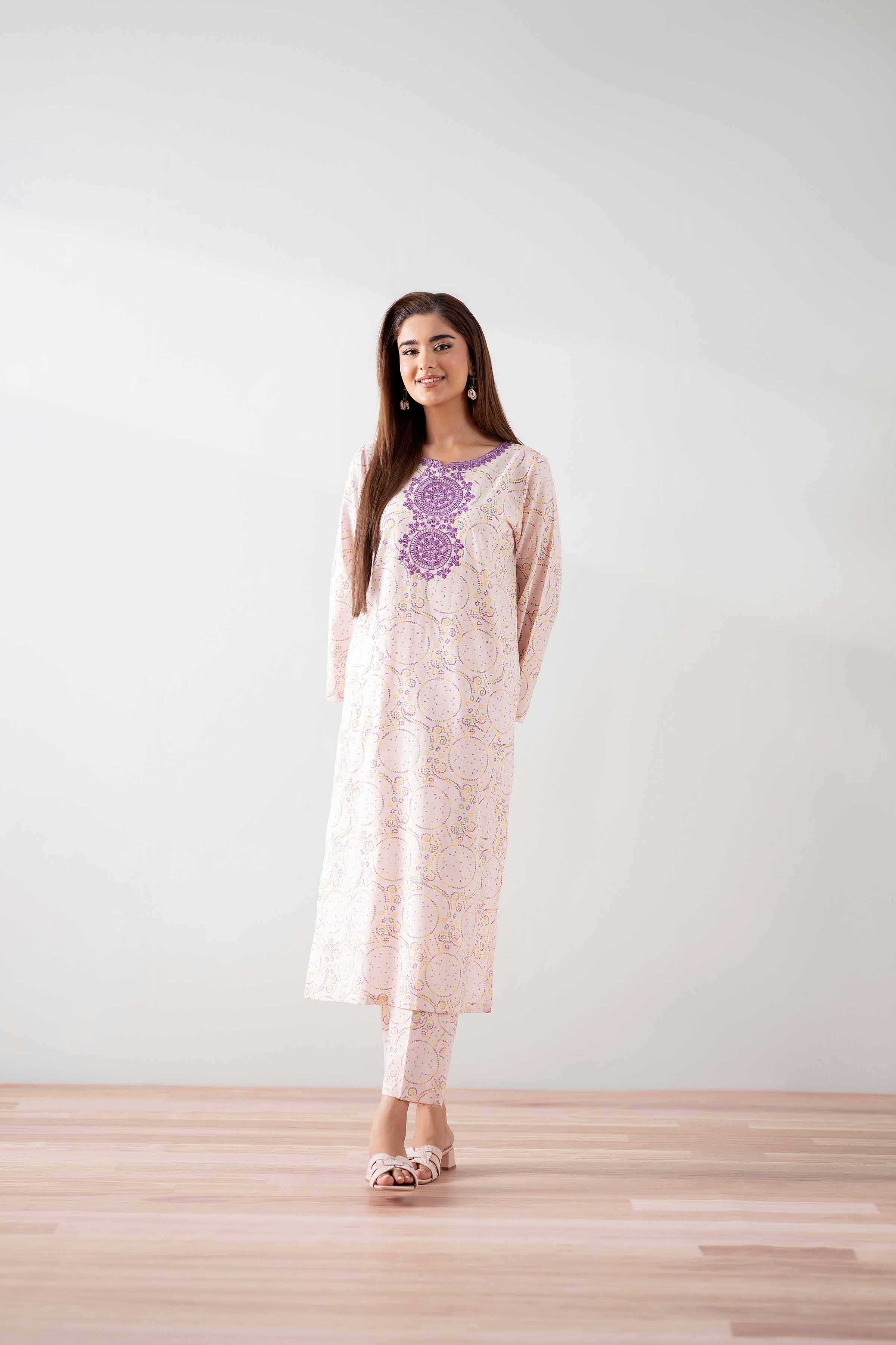 2 Piece - Printed Embroidered Suit - PS25-177 - Image 2