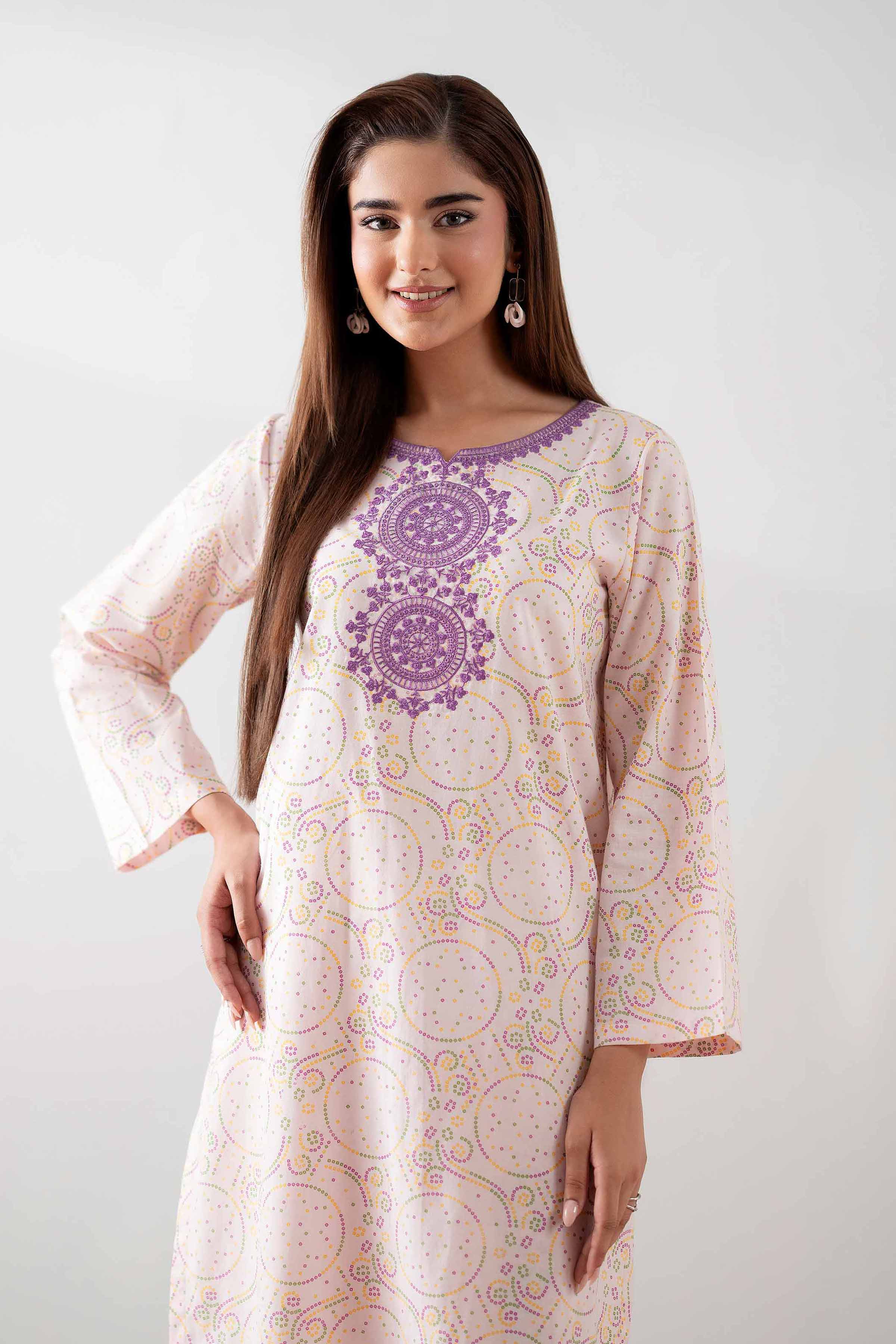 2 Piece - Printed Embroidered Suit - PS25-177 - Image 4