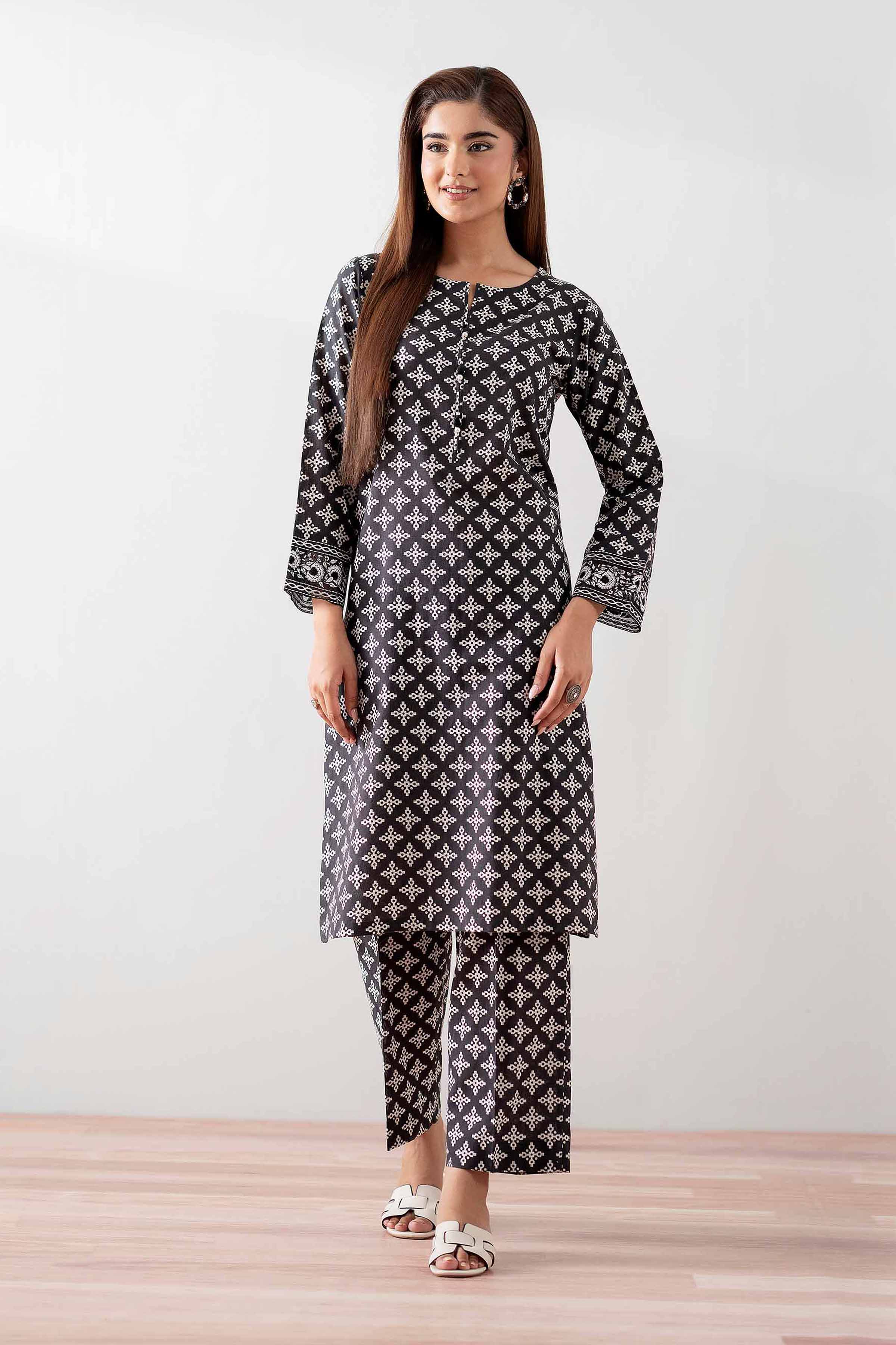 2 Piece - Printed Embroidered Suit - PS25-178 - Image 2