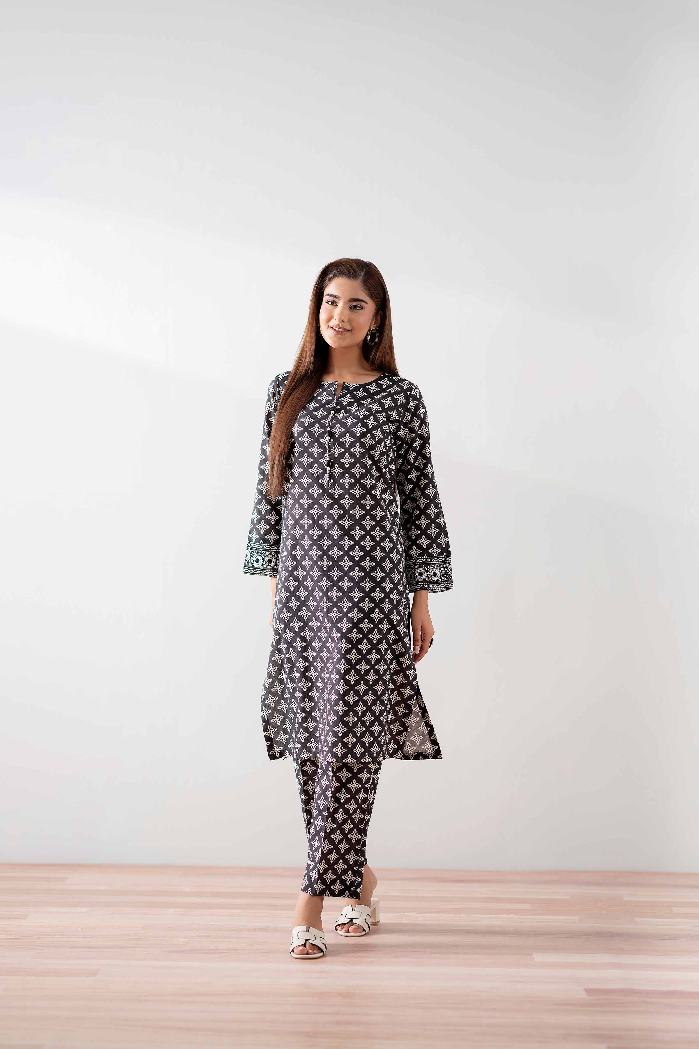2 Piece - Printed Embroidered Suit - PS25-178 - Image 4