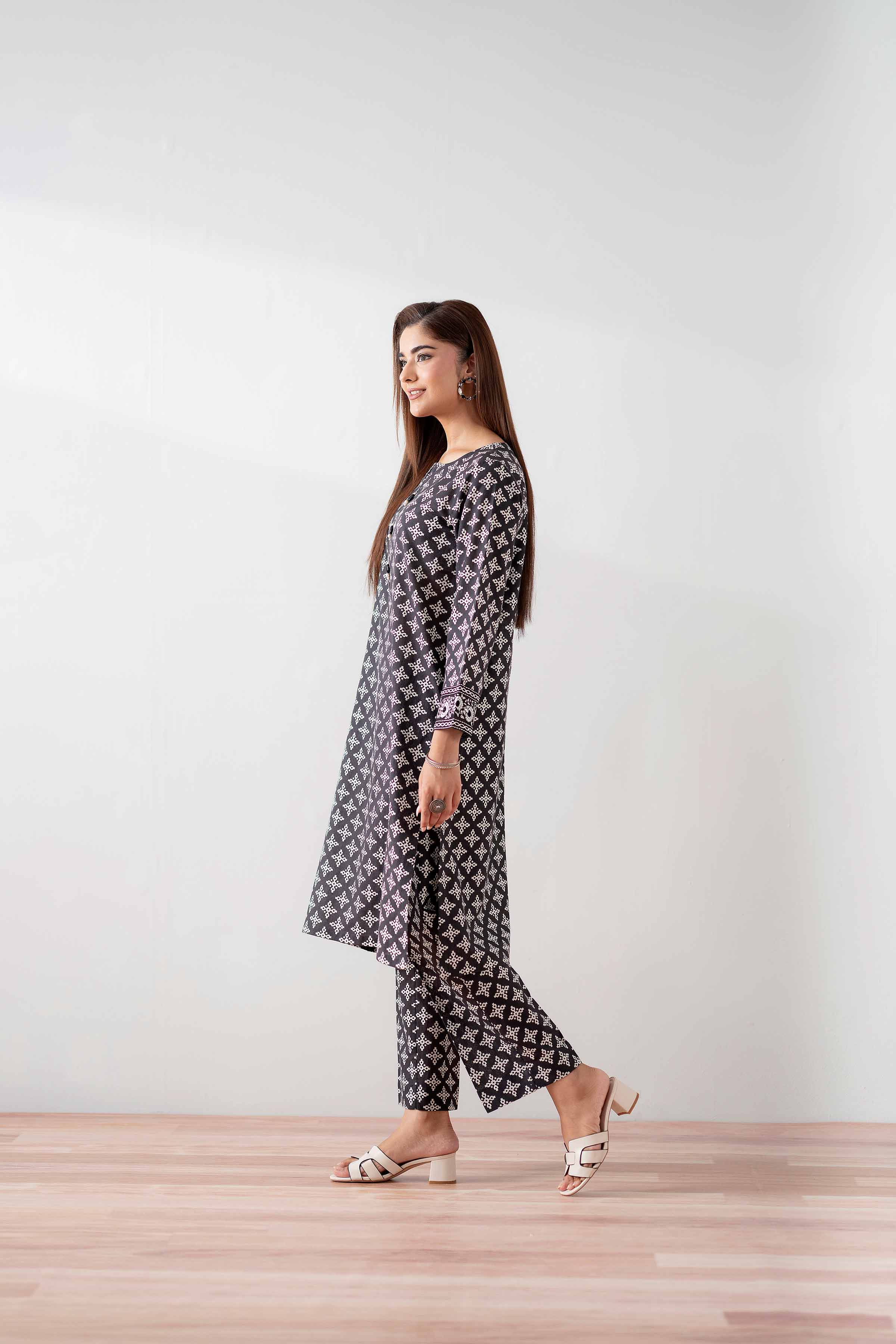 2 Piece - Printed Embroidered Suit - PS25-178 - Image 5