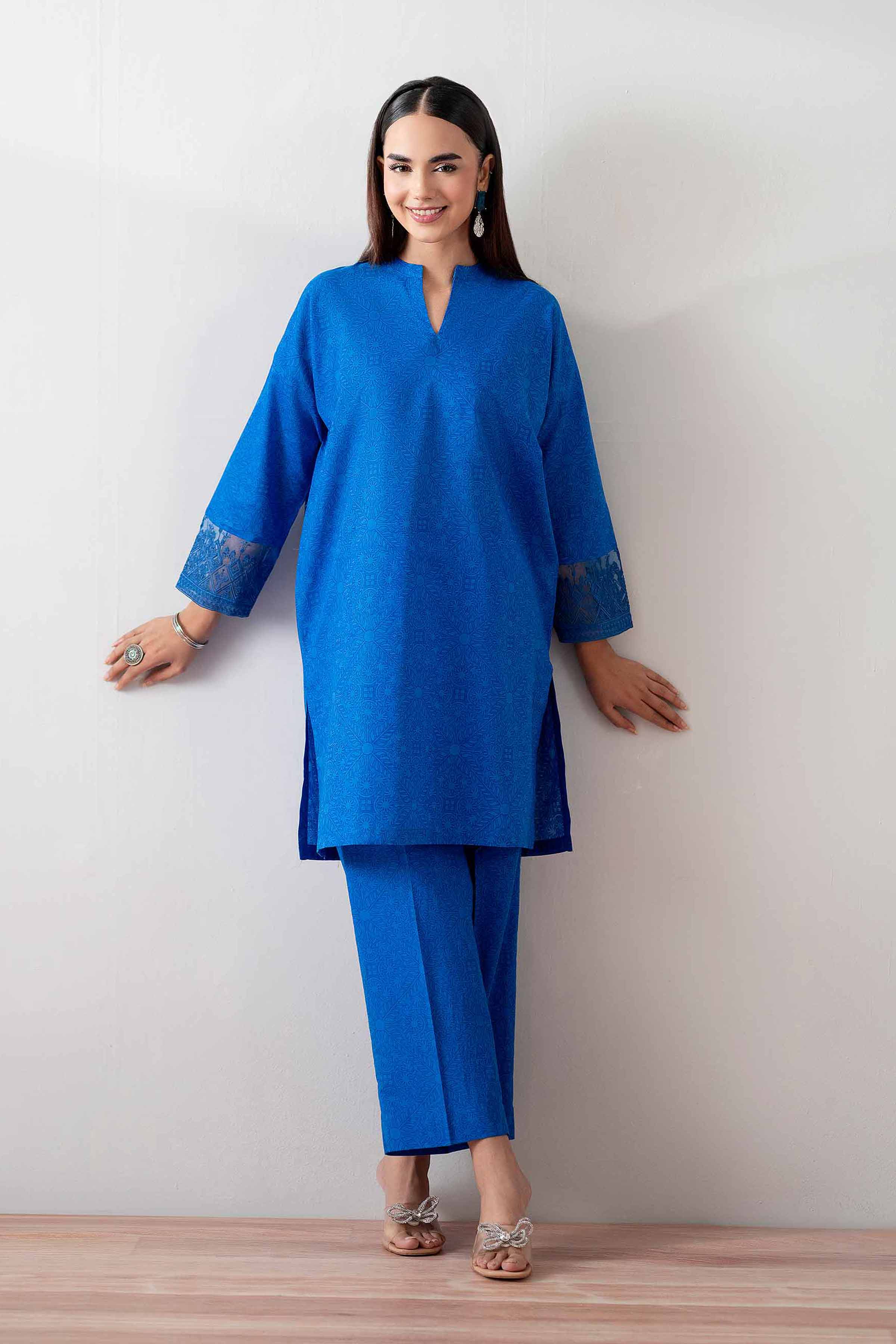 2 Piece - Printed Embroidered Suit - PS25-179 - Image 2