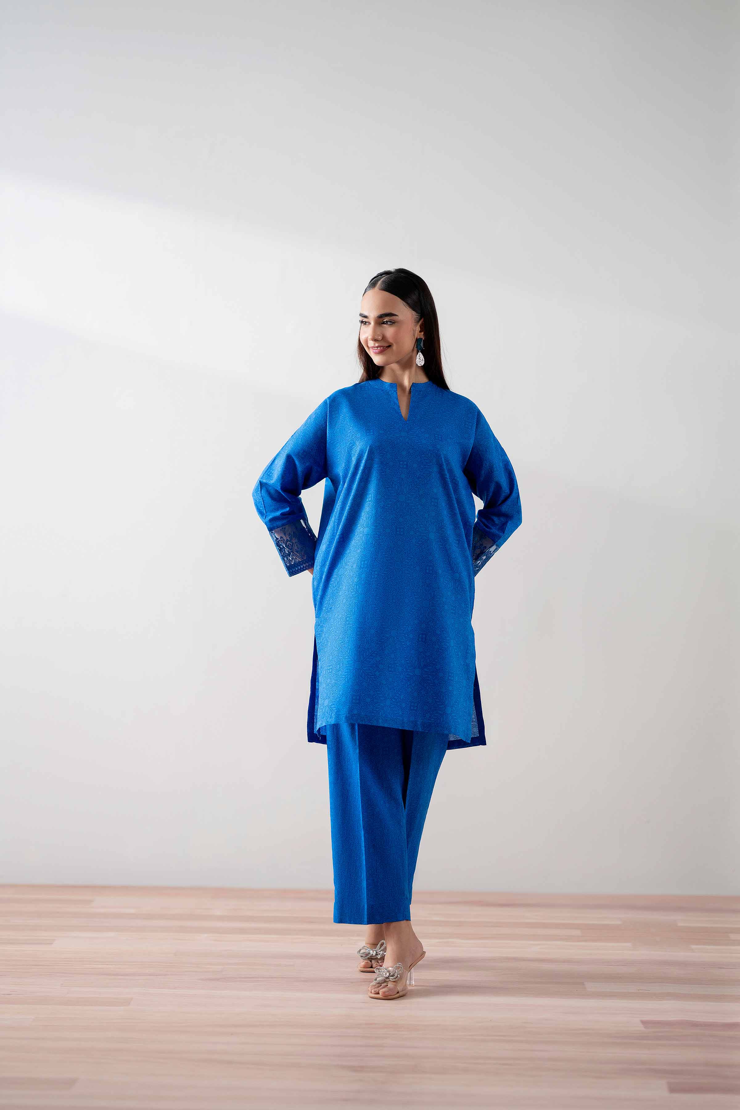 2 Piece - Printed Embroidered Suit - PS25-179 - Image 4