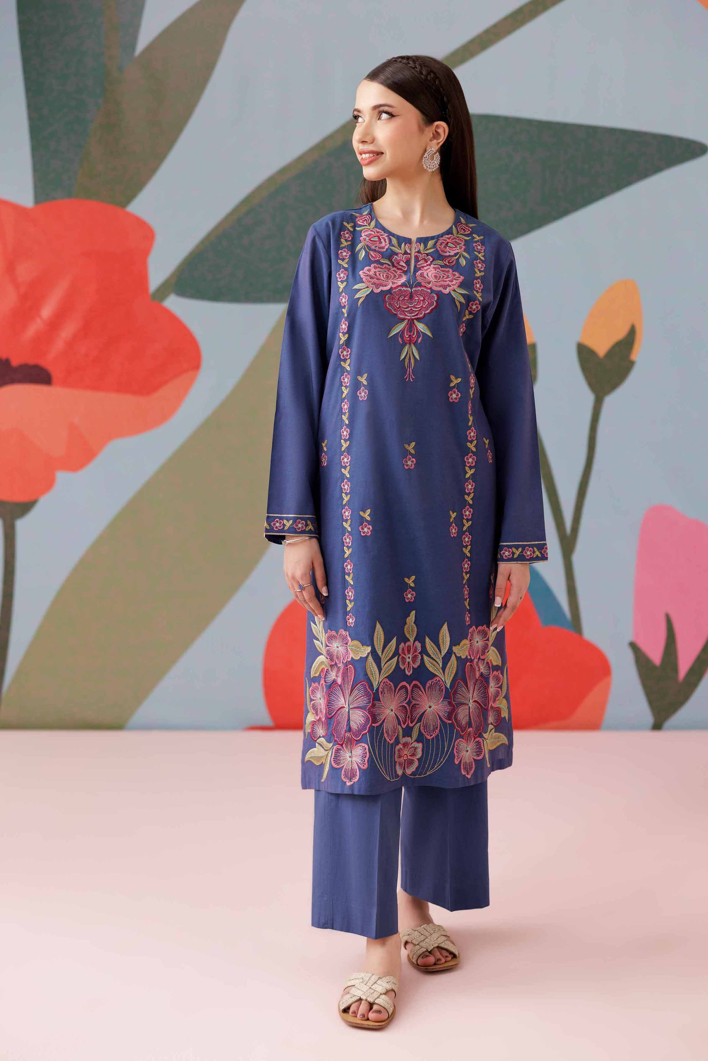 2 Piece - Printed Embroidered Suit - PS25-182
