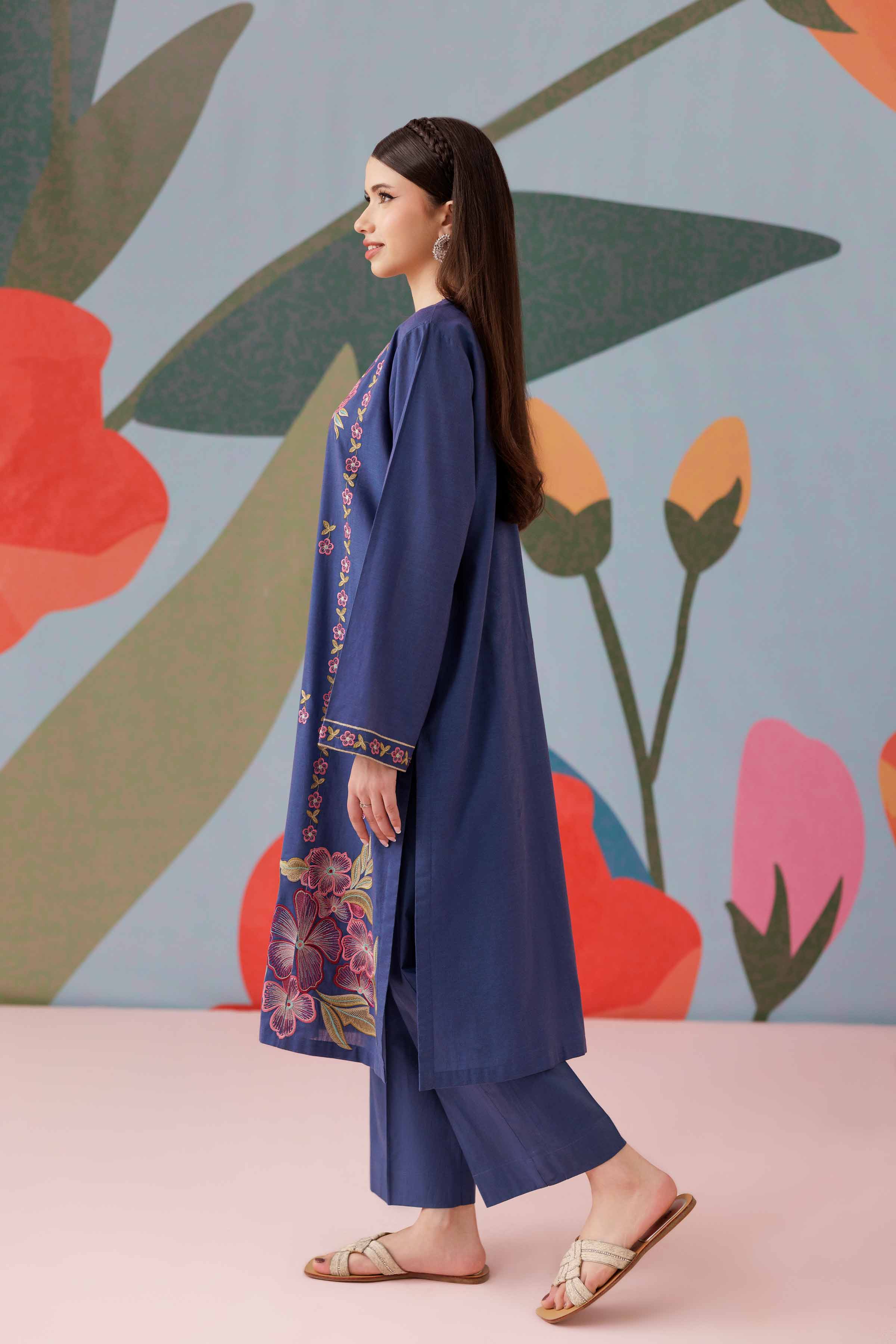2 Piece - Printed Embroidered Suit - PS25-182 - Image 6