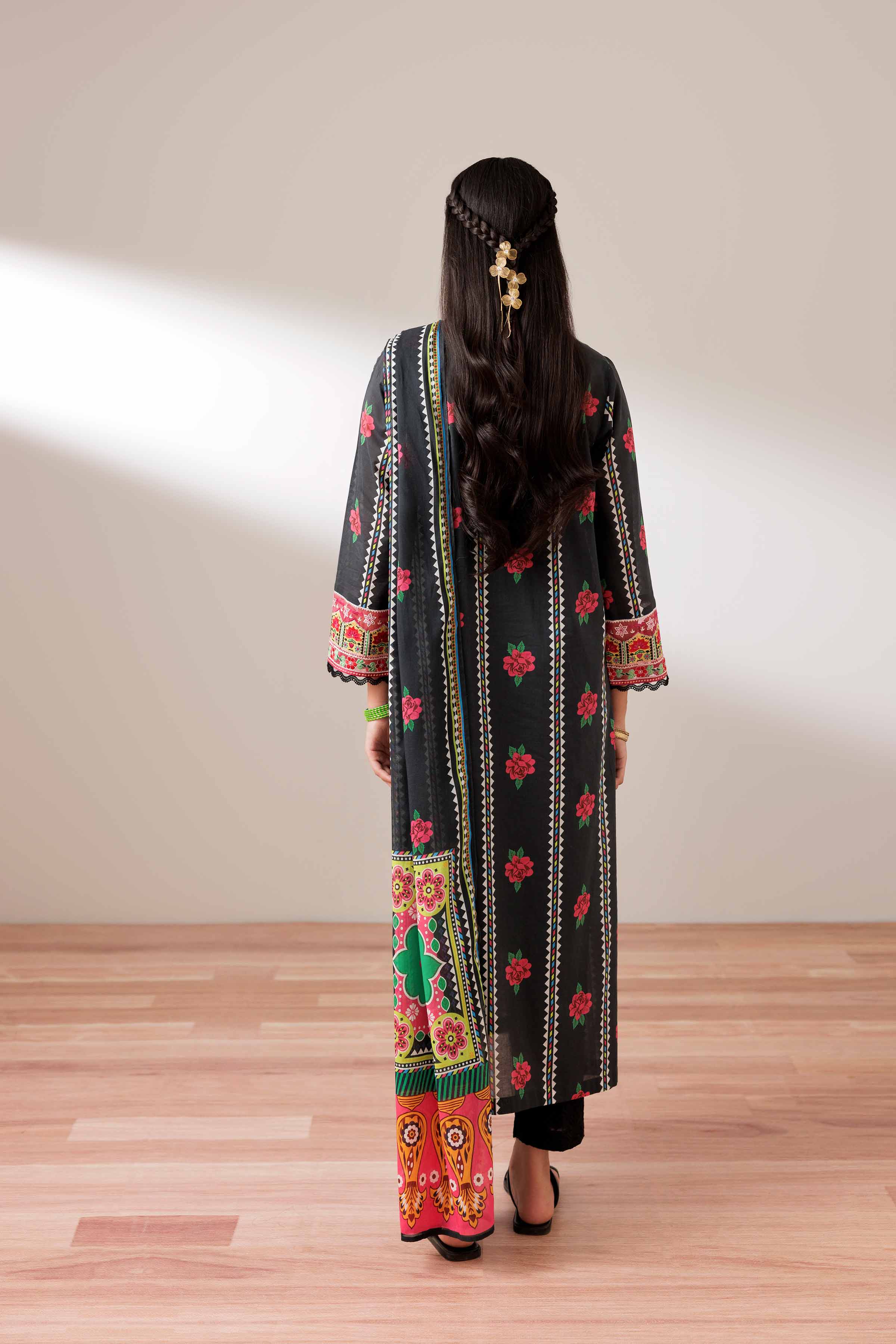 2 Piece - Printed Embroidered Suit - PS25-193 - Image 9