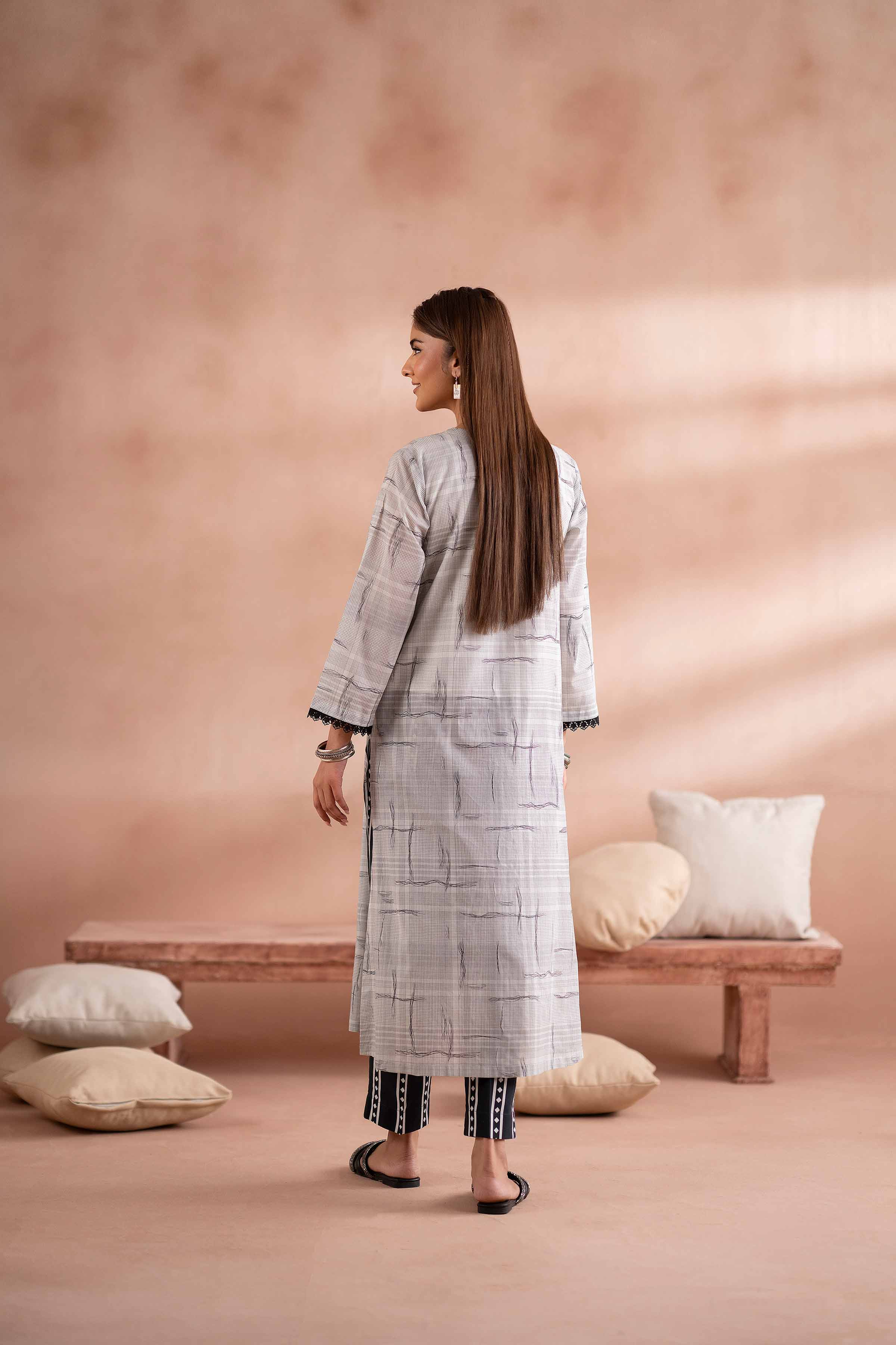 2 Piece - Printed Embroidered Suit - PS25-194 - Image 3