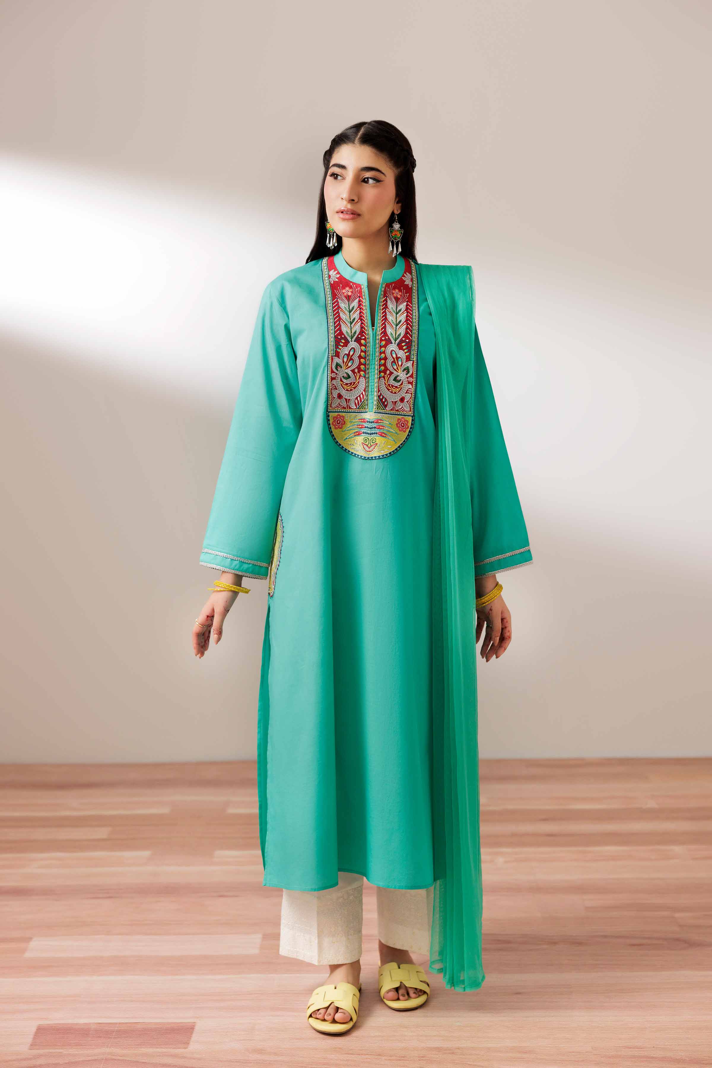 2 Piece - Embroidered Suit - PS25-203 - Image 4