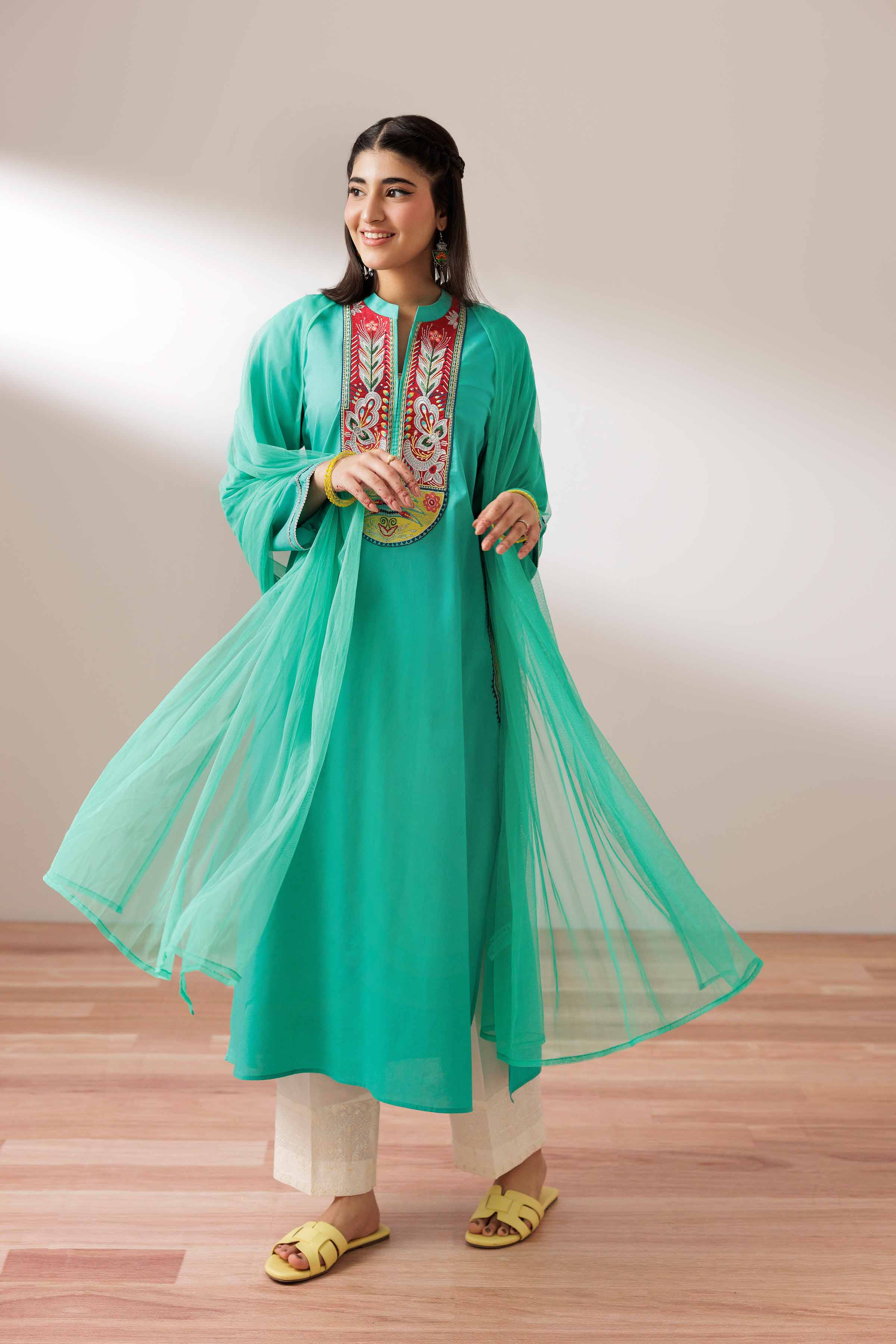 2 Piece - Embroidered Suit - PS25-203 - Image 6