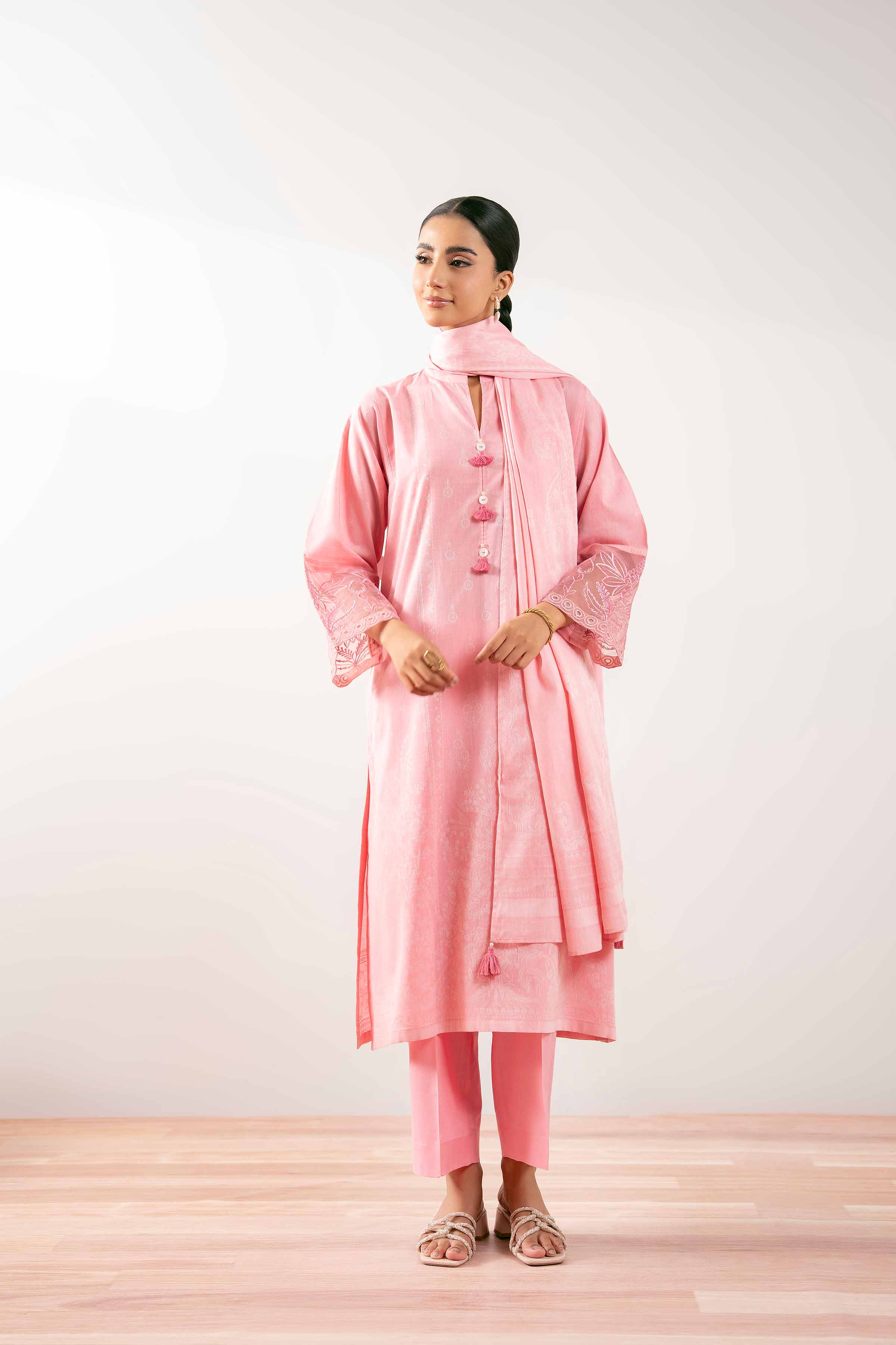 3 Piece -  Embroidered Suit - PS25-208 - Image 4