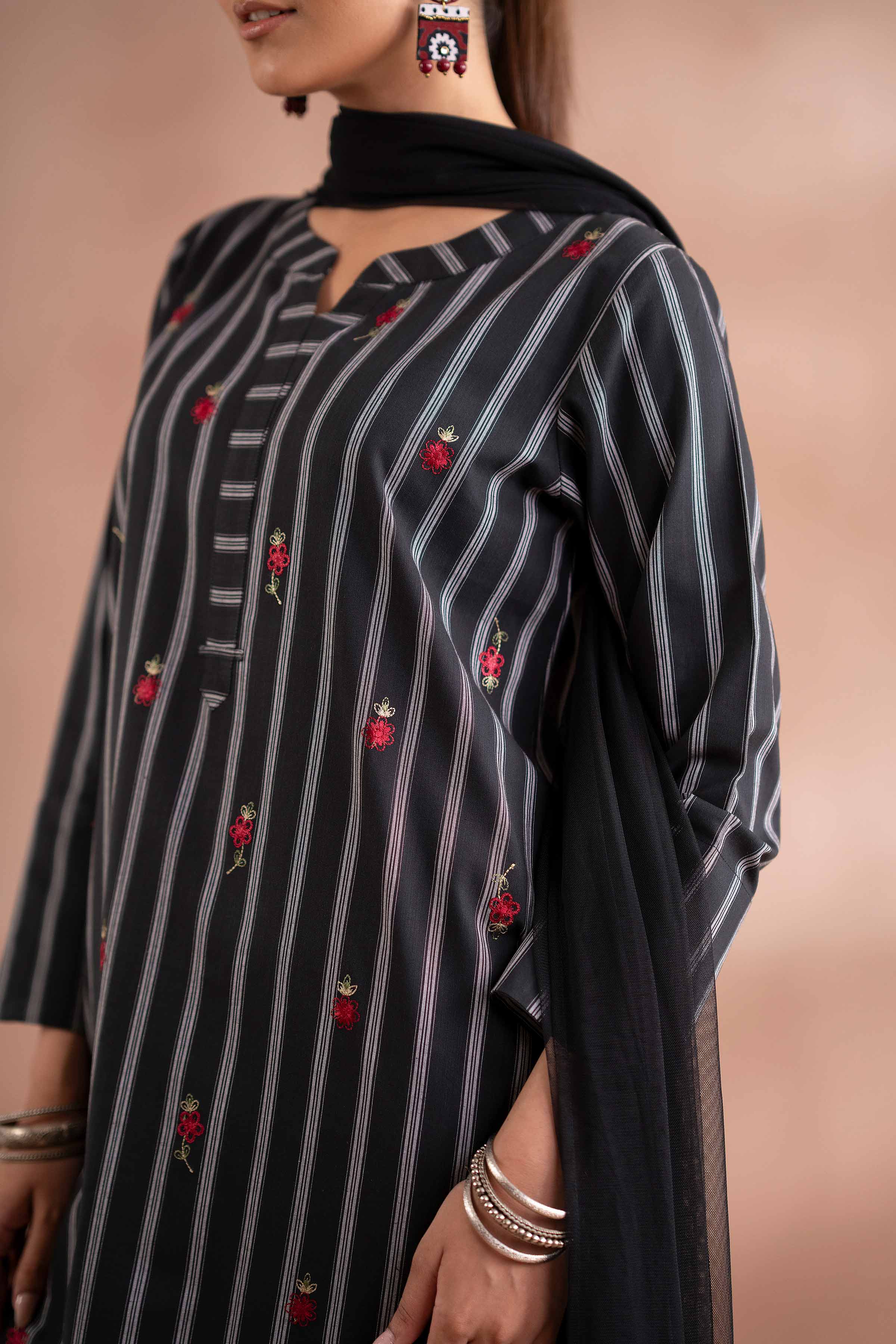 3 Piece - Embroidered Suit - PS25-214 - Image 3