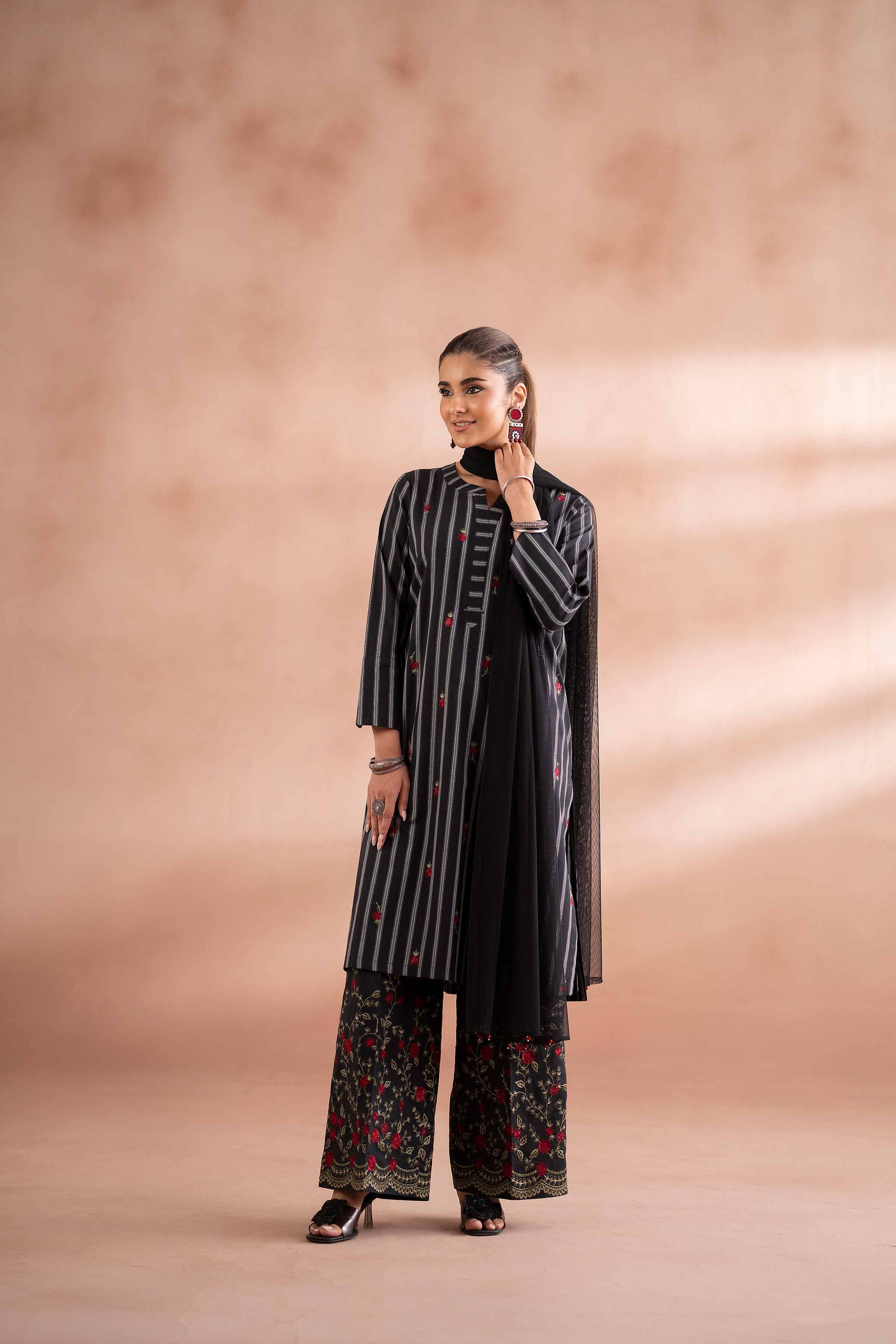 3 Piece - Embroidered Suit - PS25-214 - Image 4