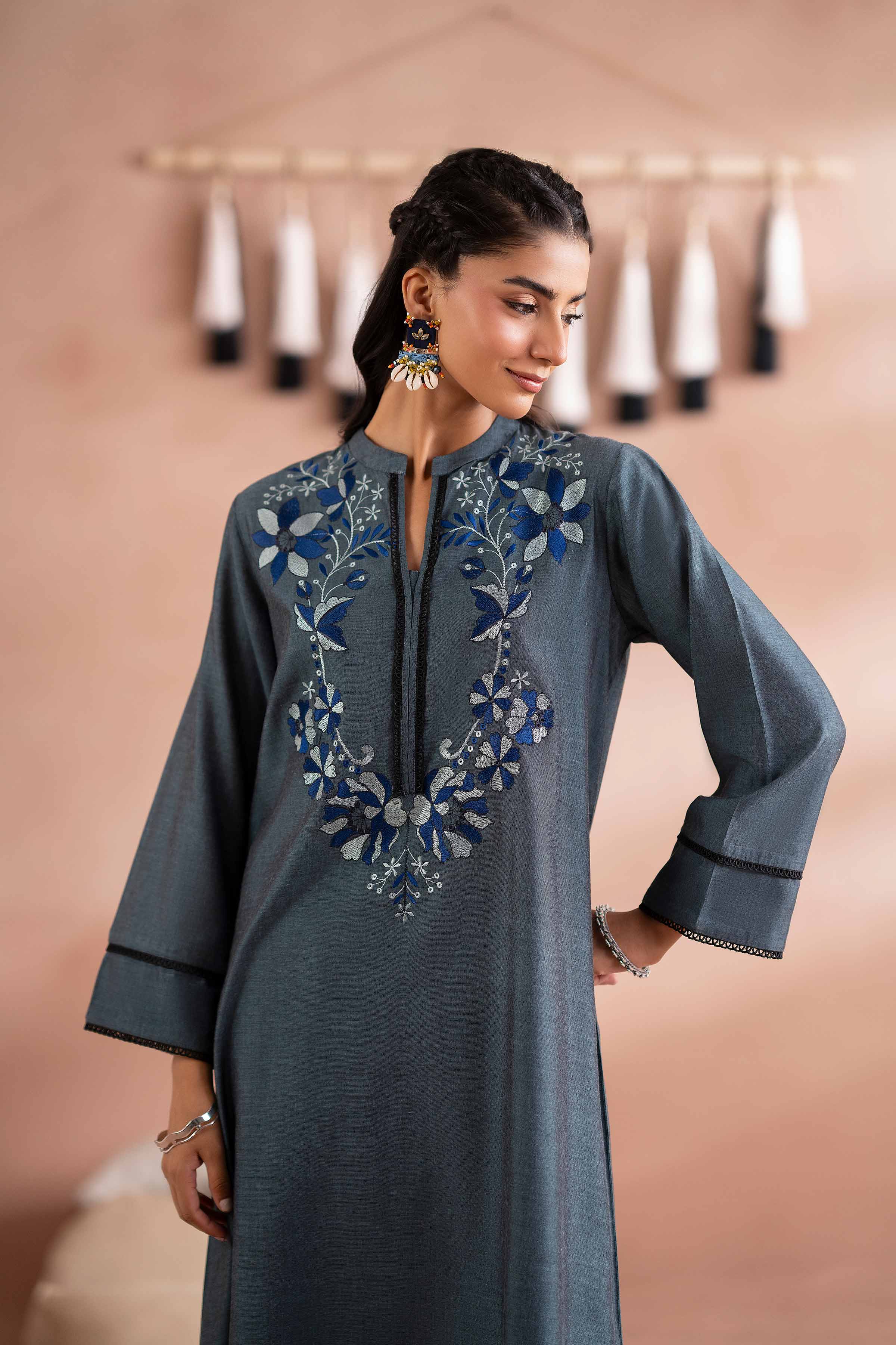 2 Piece - Embroidered Suit - PS25-215 - Image 5