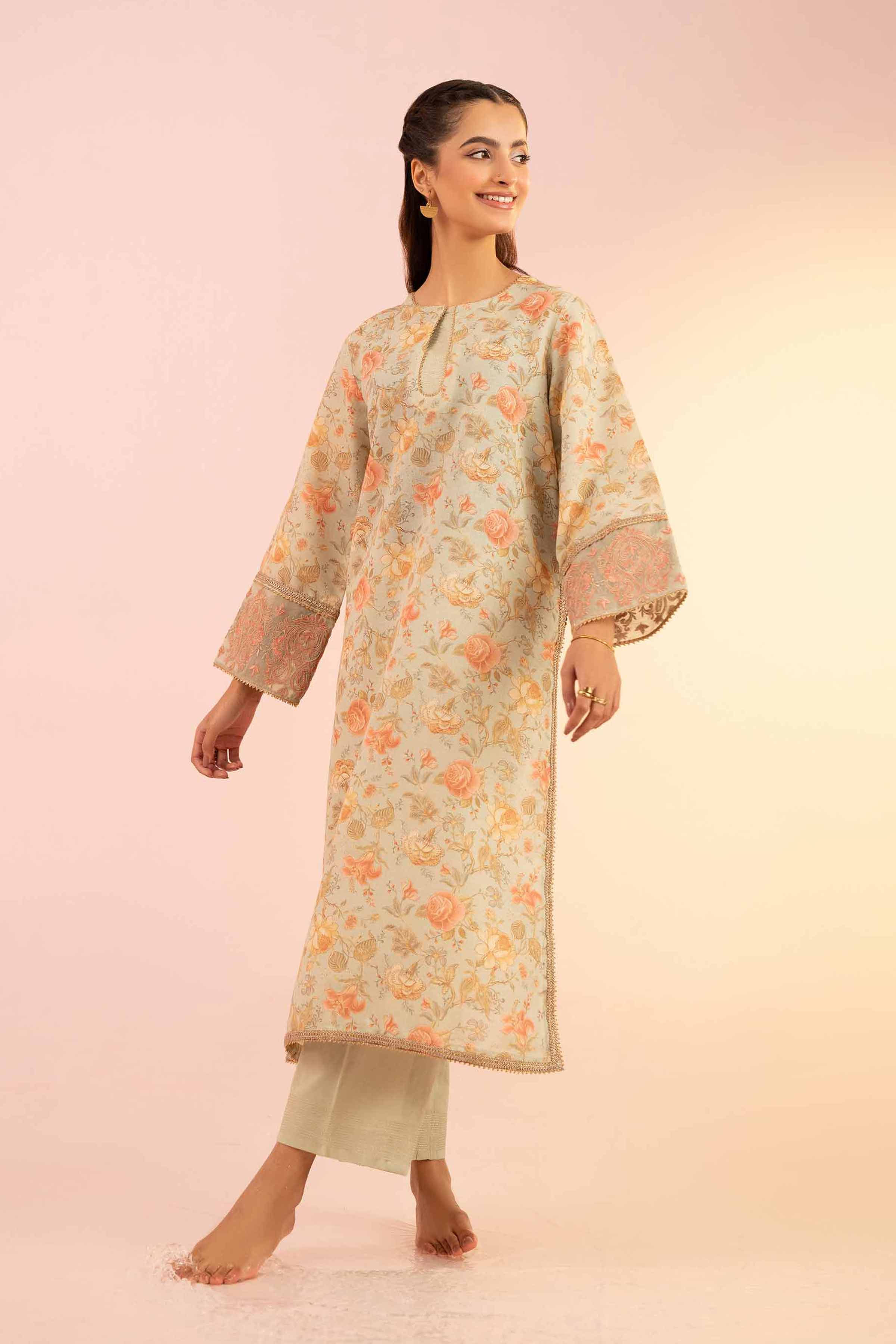 2 Piece - Printed Embroidered Suit - PS25-32
