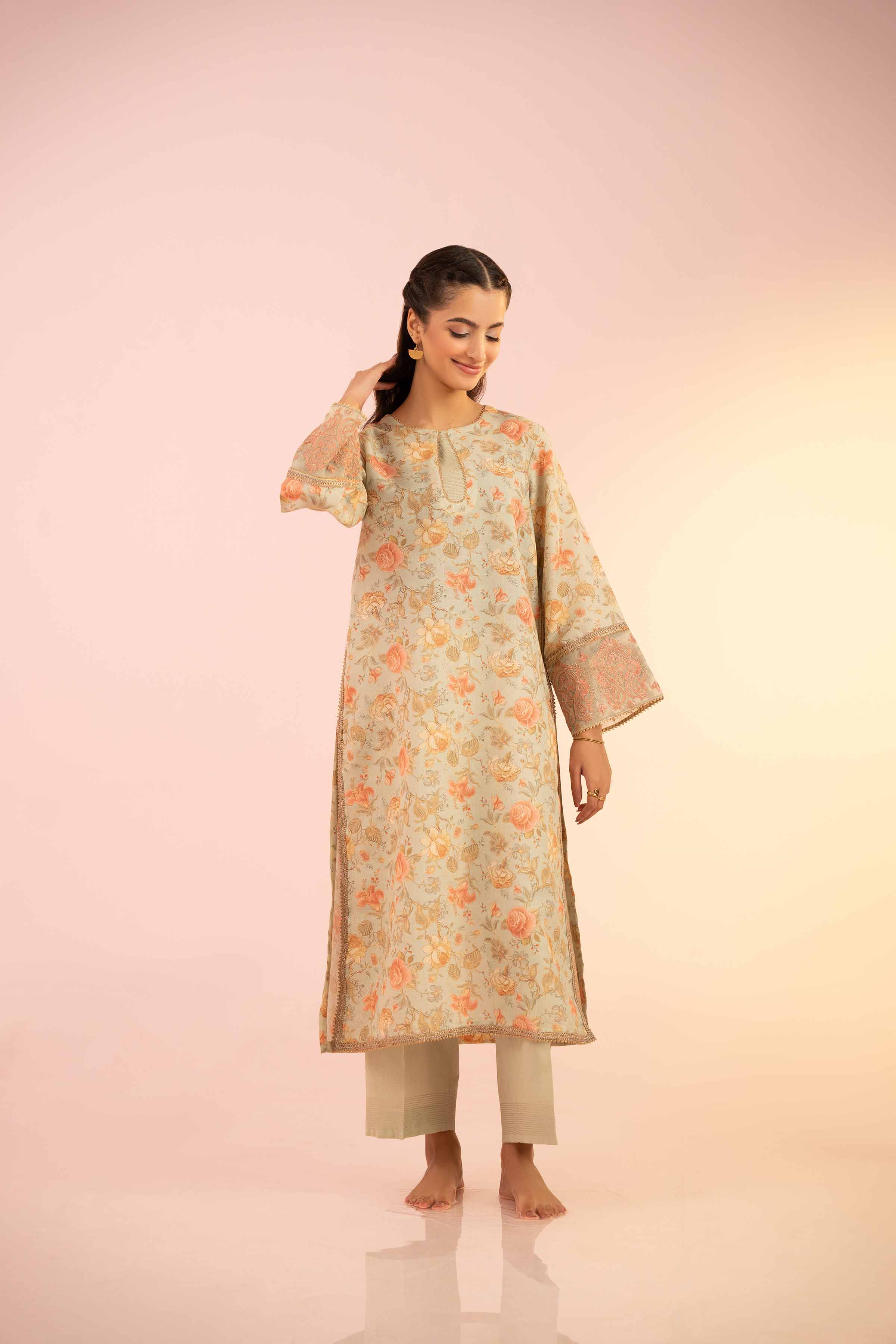 2 Piece - Printed Embroidered Suit - PS25-32 - Image 4