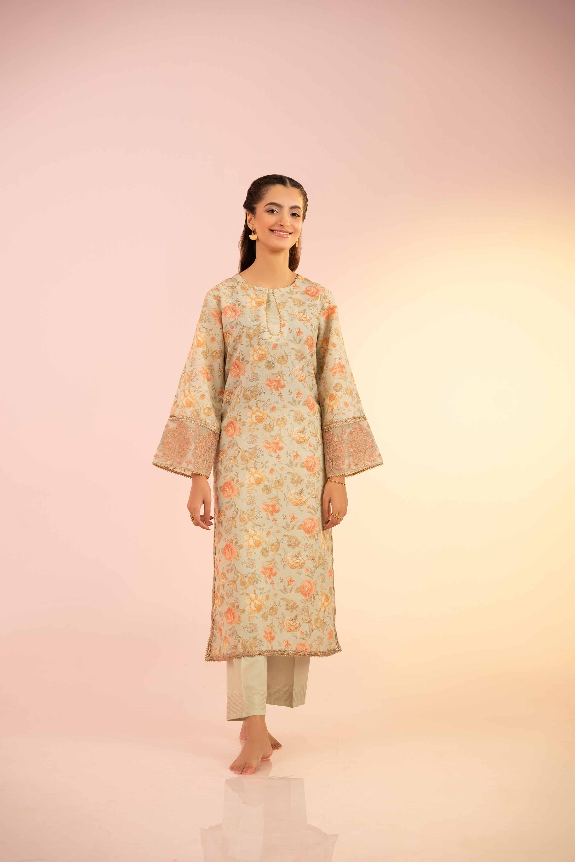 2 Piece - Printed Embroidered Suit - PS25-32 - Image 5