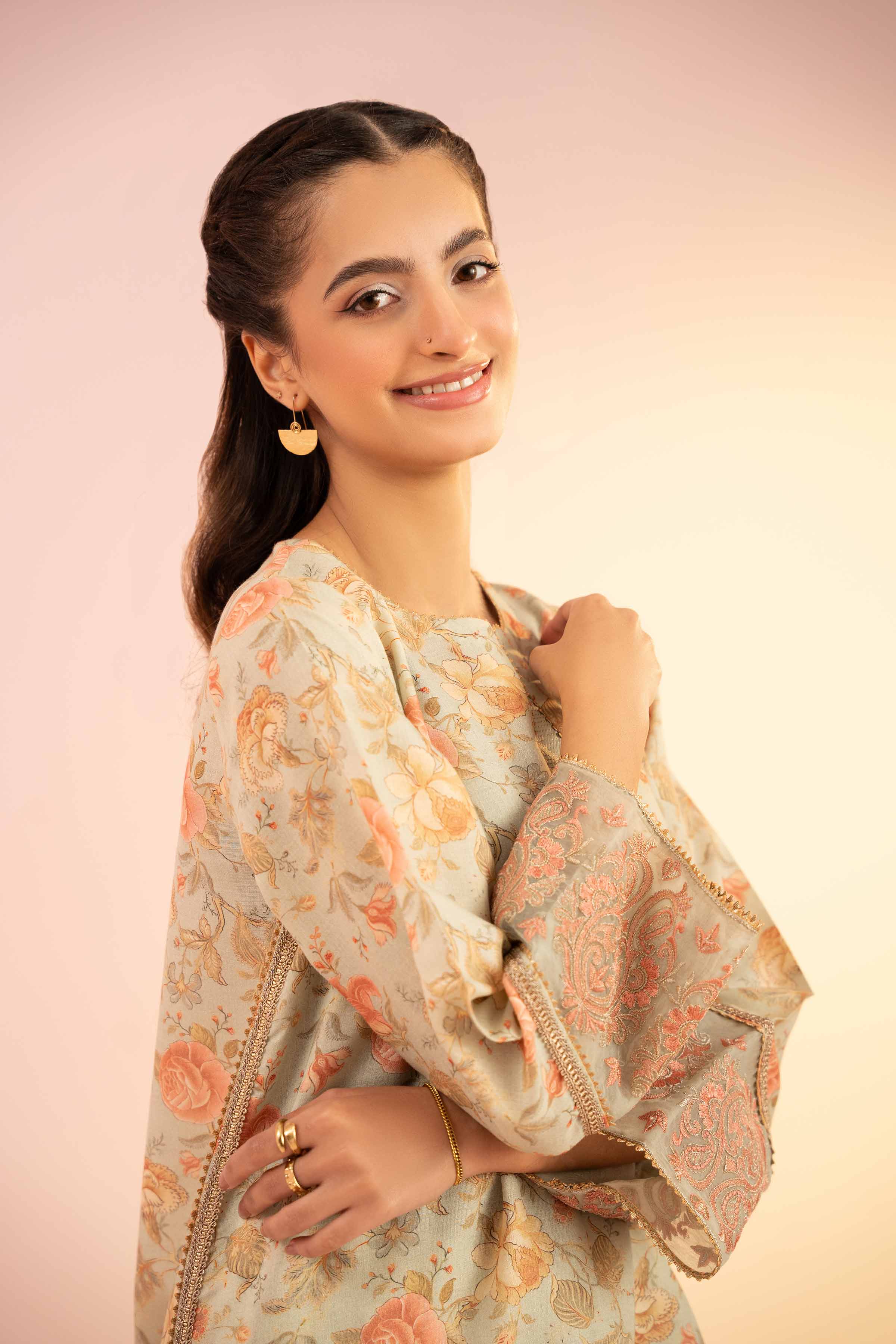 2 Piece - Printed Embroidered Suit - PS25-32 - Image 7