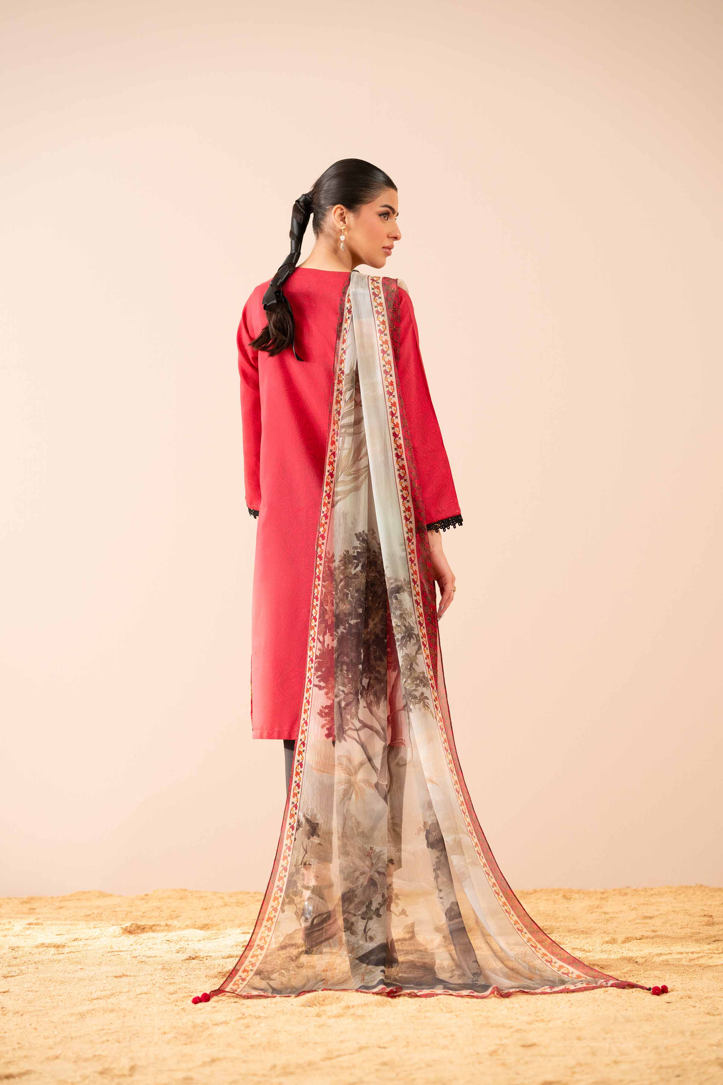 2 Piece - Printed Embroidered Suit - PS25-44 - Image 3