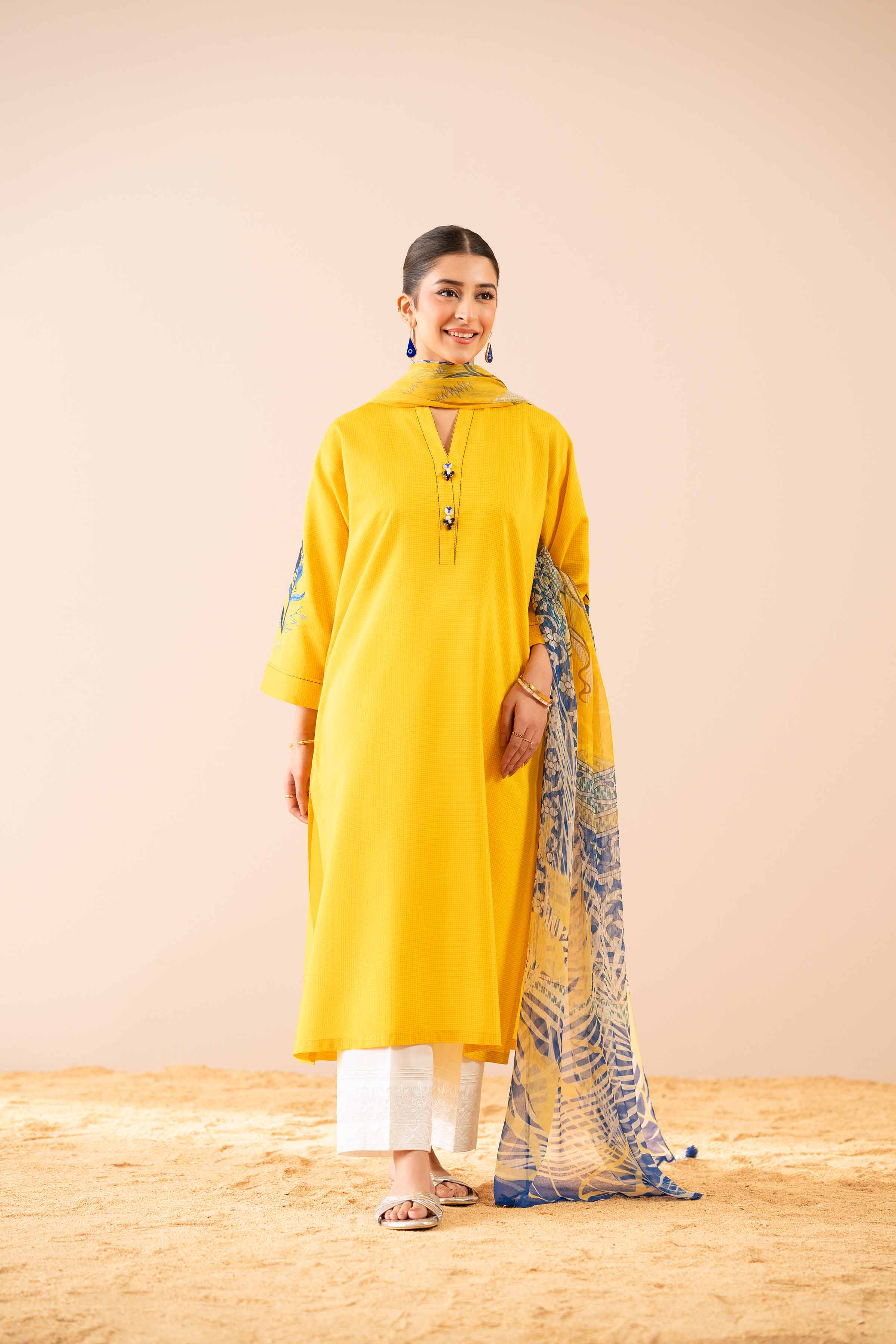2 Piece - Printed Embroidered Suit - PS25-68 - Image 3