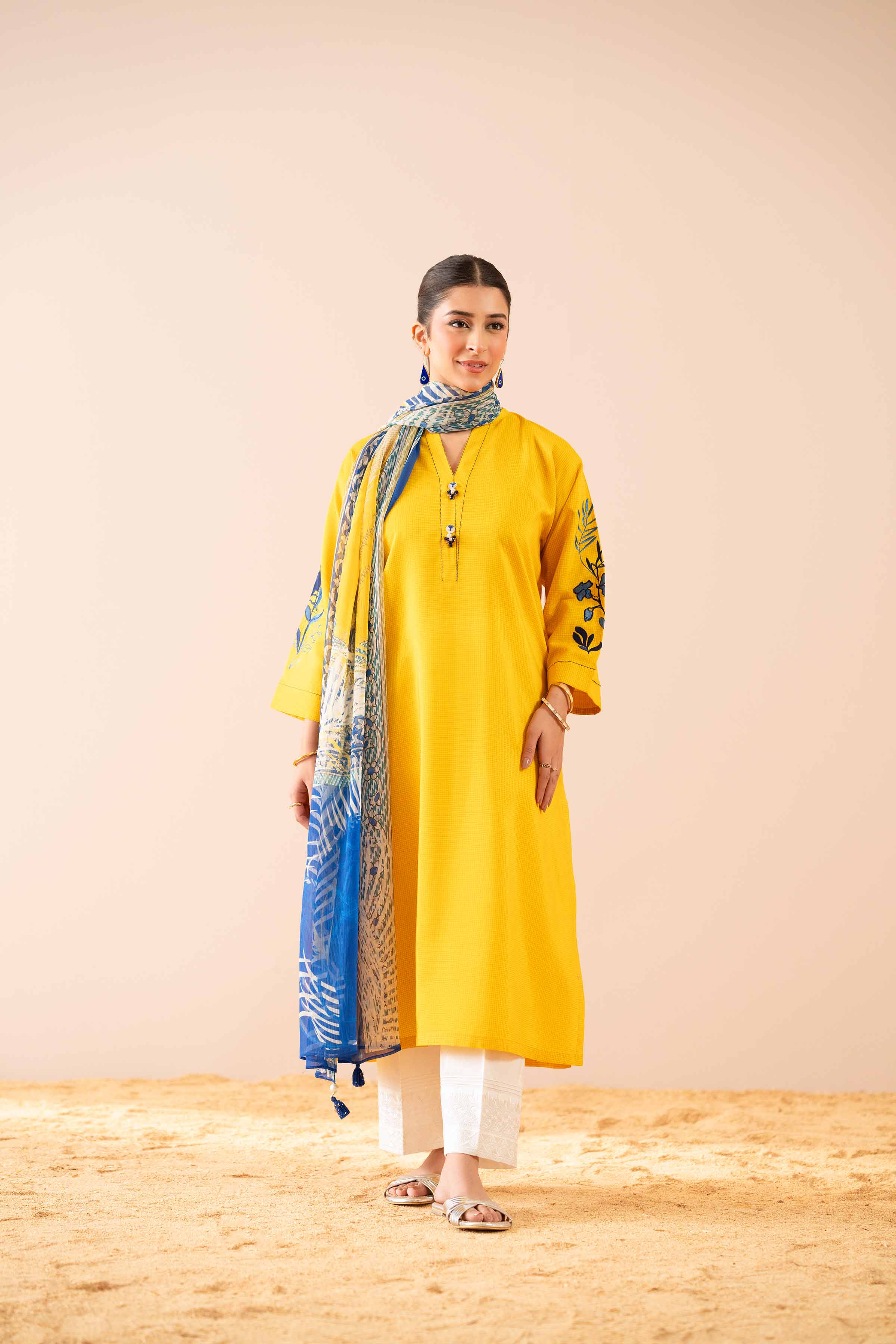 2 Piece - Printed Embroidered Suit - PS25-68 - Image 4