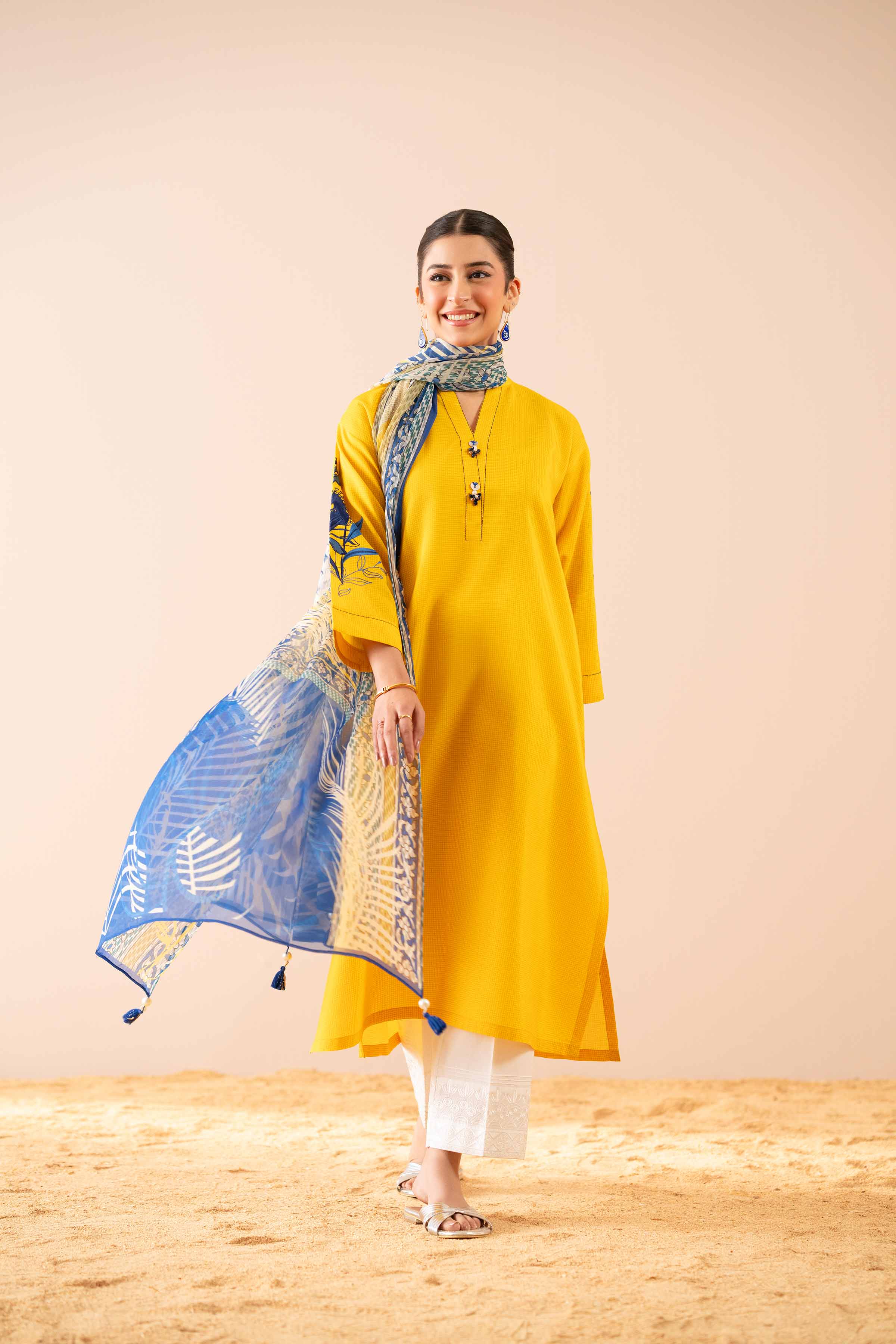 2 Piece - Printed Embroidered Suit - PS25-68 - Image 5