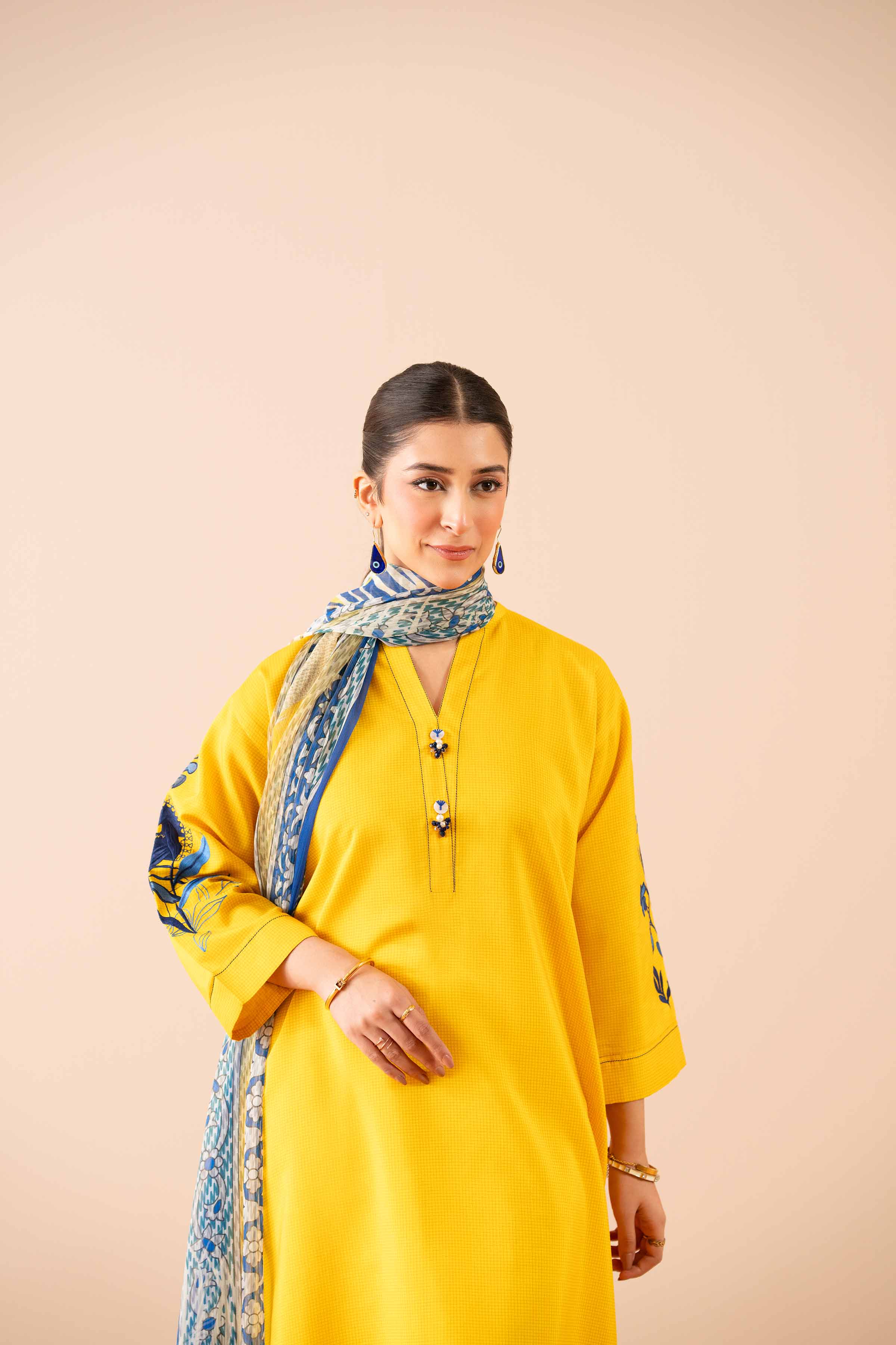 2 Piece - Printed Embroidered Suit - PS25-68 - Image 6