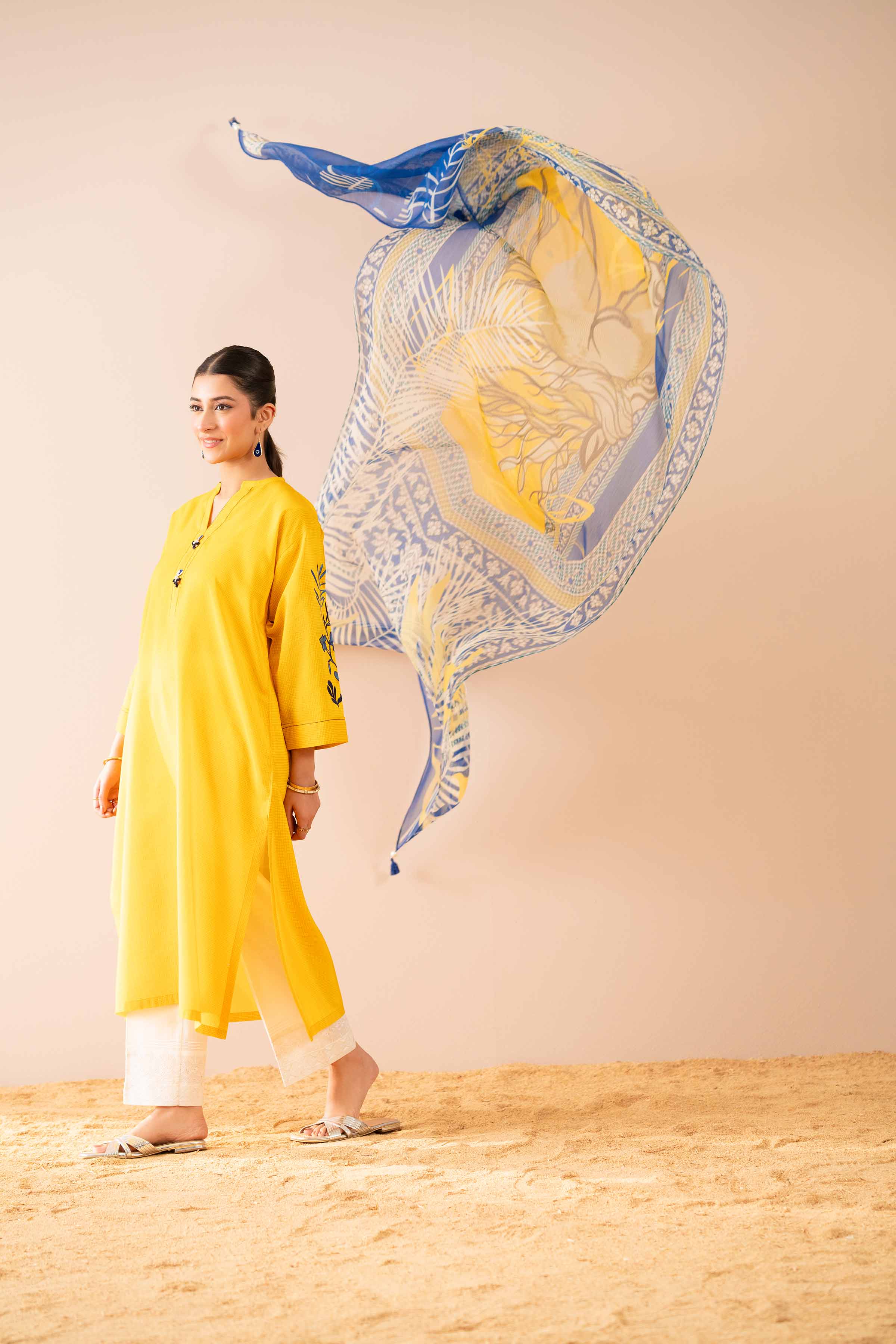 2 Piece - Printed Embroidered Suit - PS25-68 - Image 7