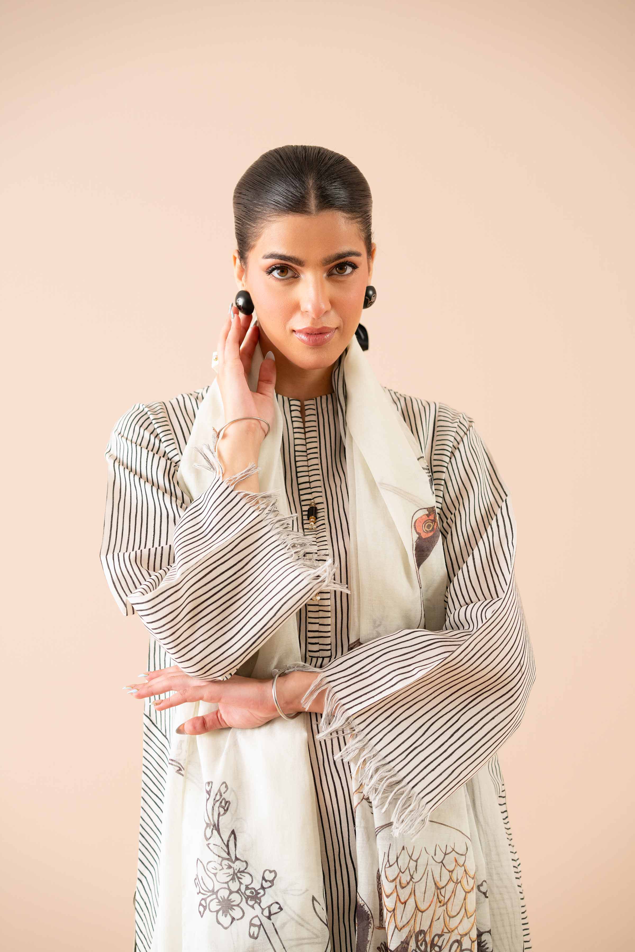 2 Piece - Printed Embroidered Suit - PS25-84 - Image 6