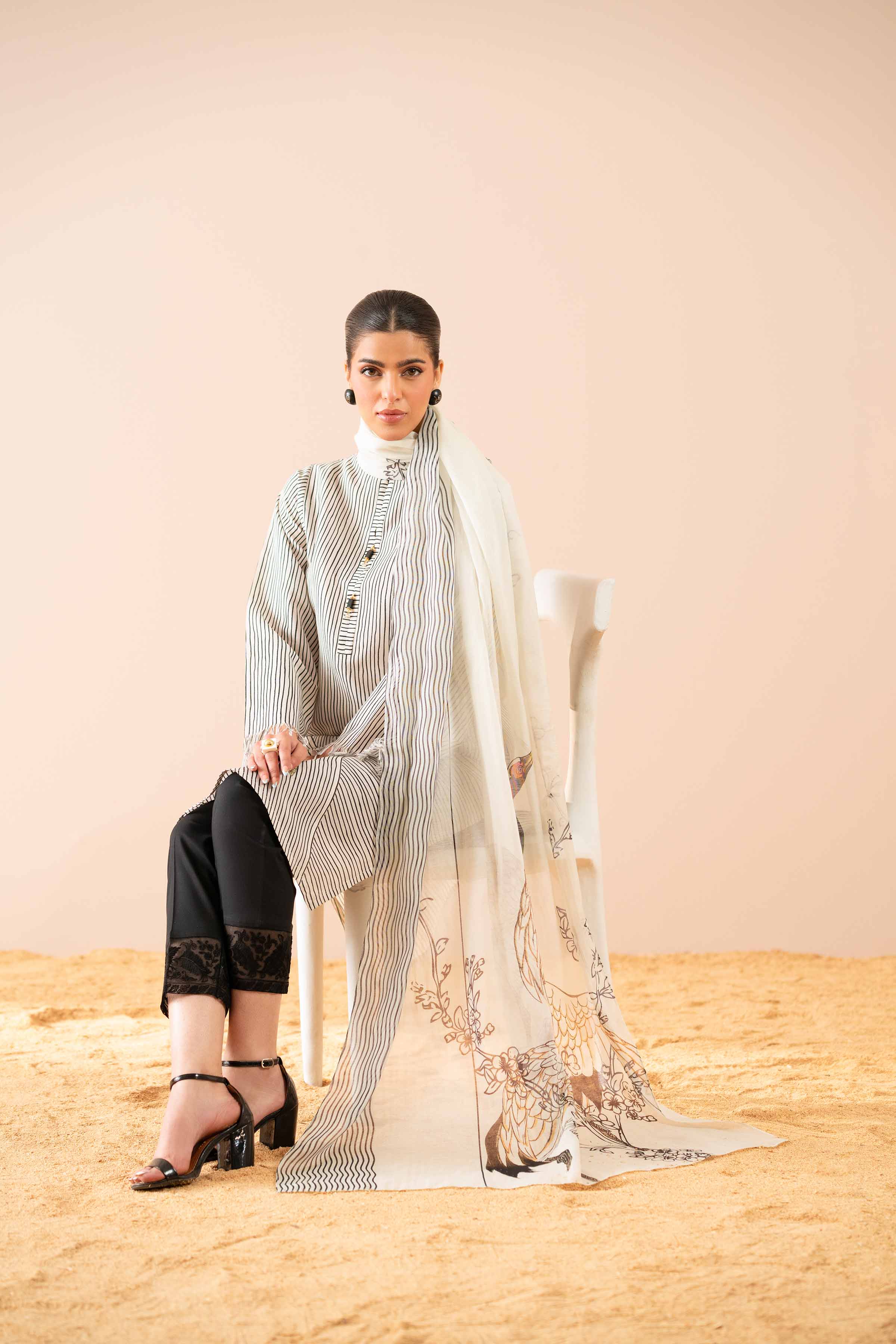 2 Piece - Printed Embroidered Suit - PS25-84 - Image 7