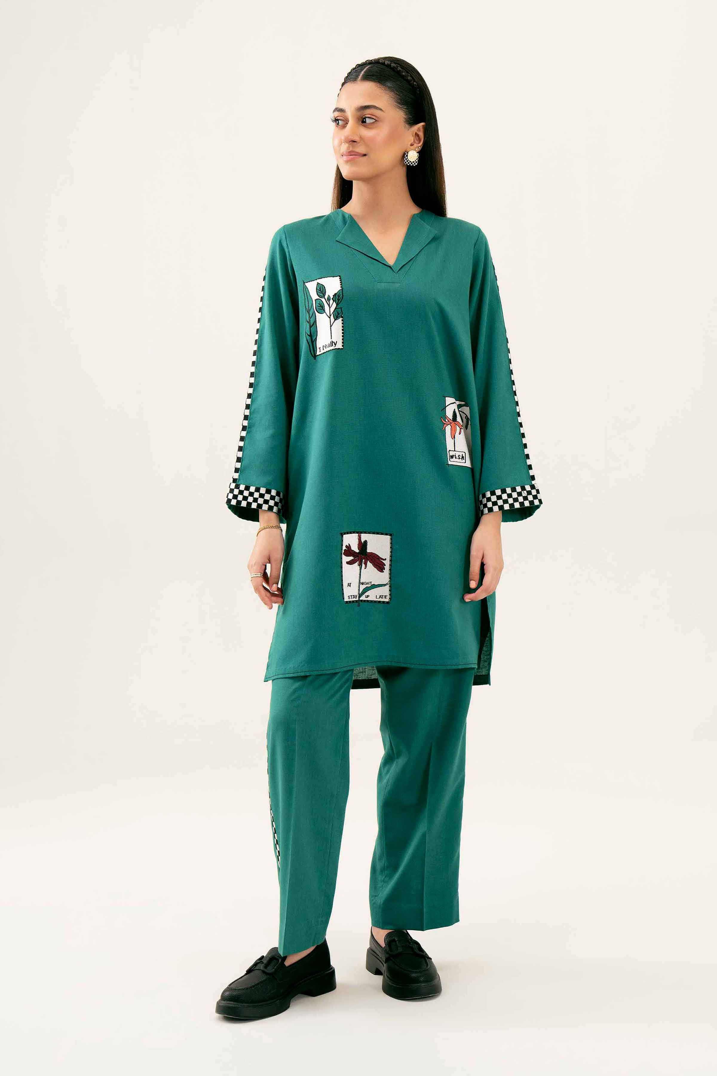 2 Piece - Embroidered Suit - PW24-166 - Image 2