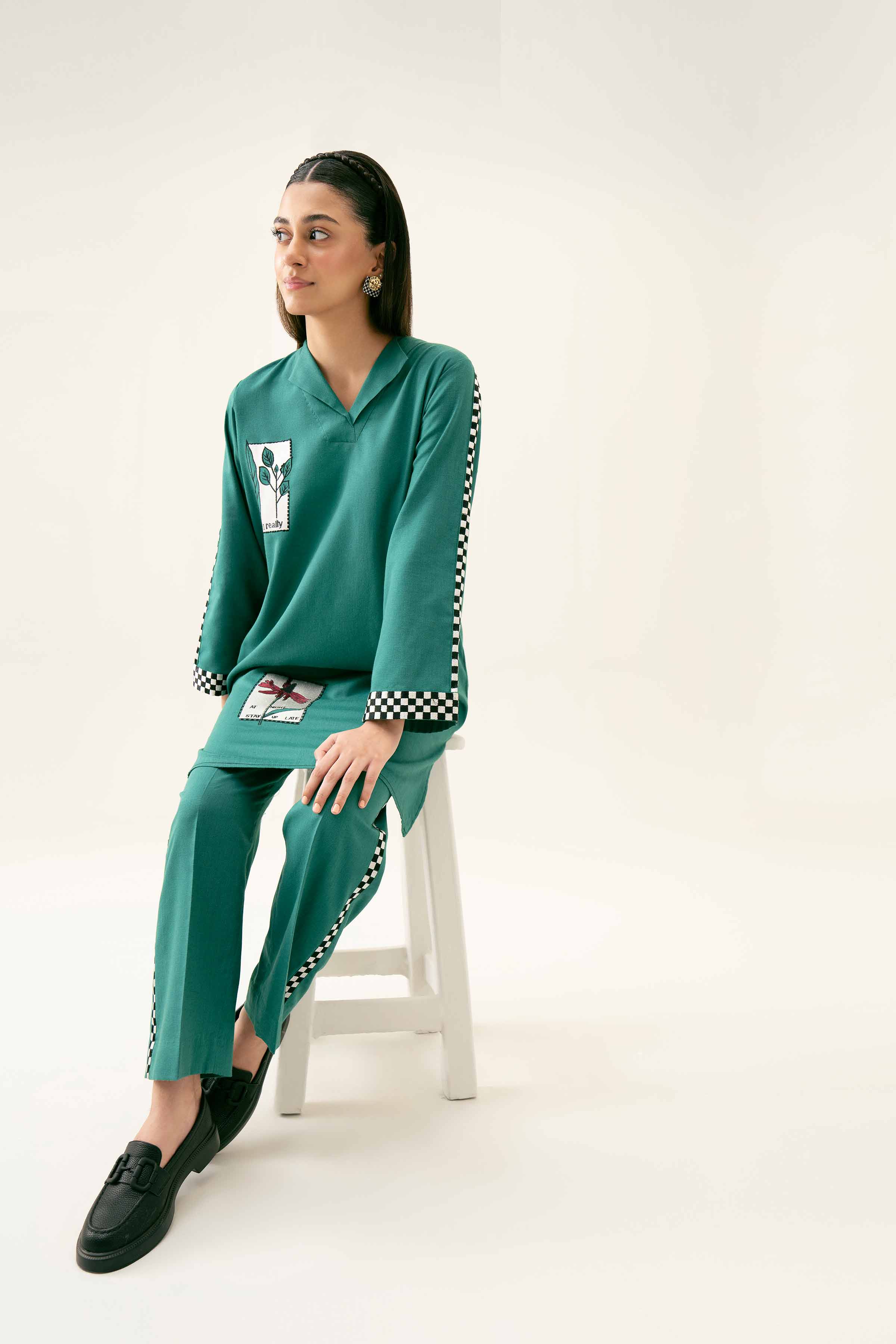 2 Piece - Embroidered Suit - PW24-166 - Image 6