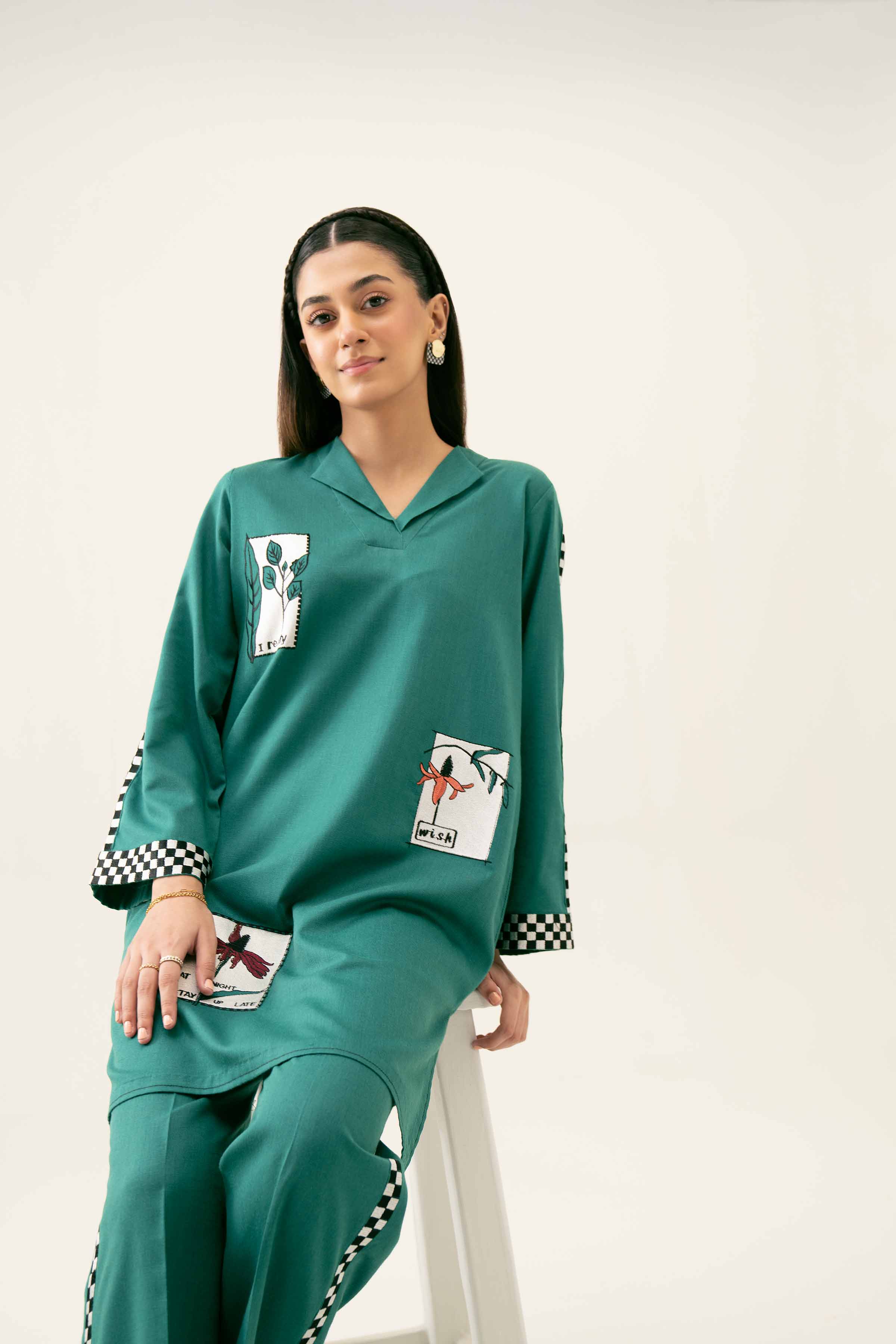 2 Piece - Embroidered Suit - PW24-166 - Image 7