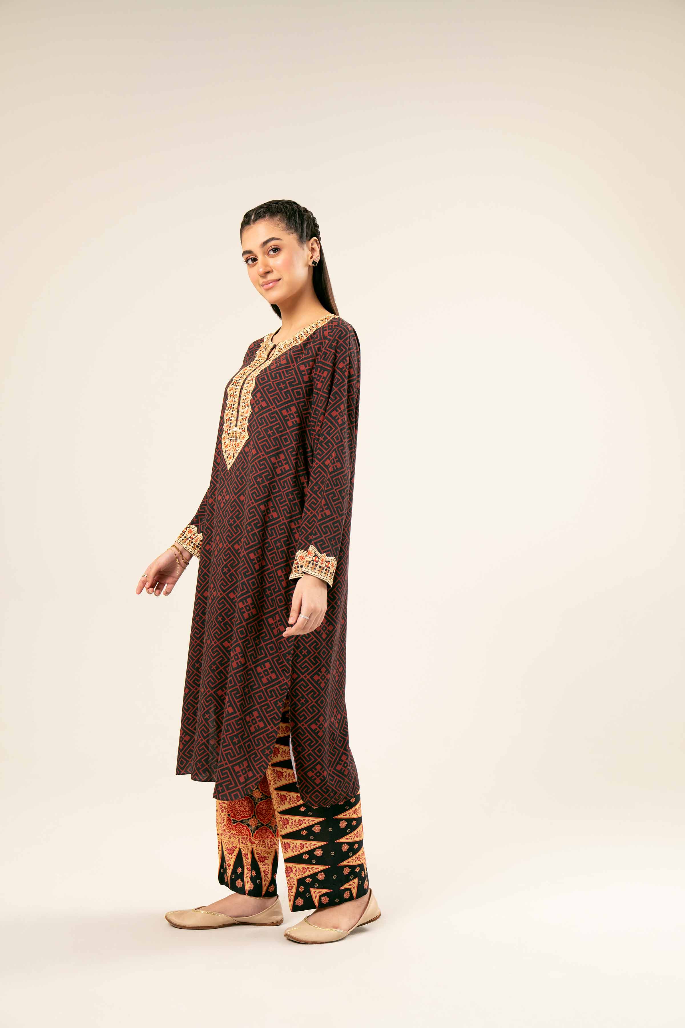 2 Piece - Printed Embroidered Suit - PW24-182 - Image 4