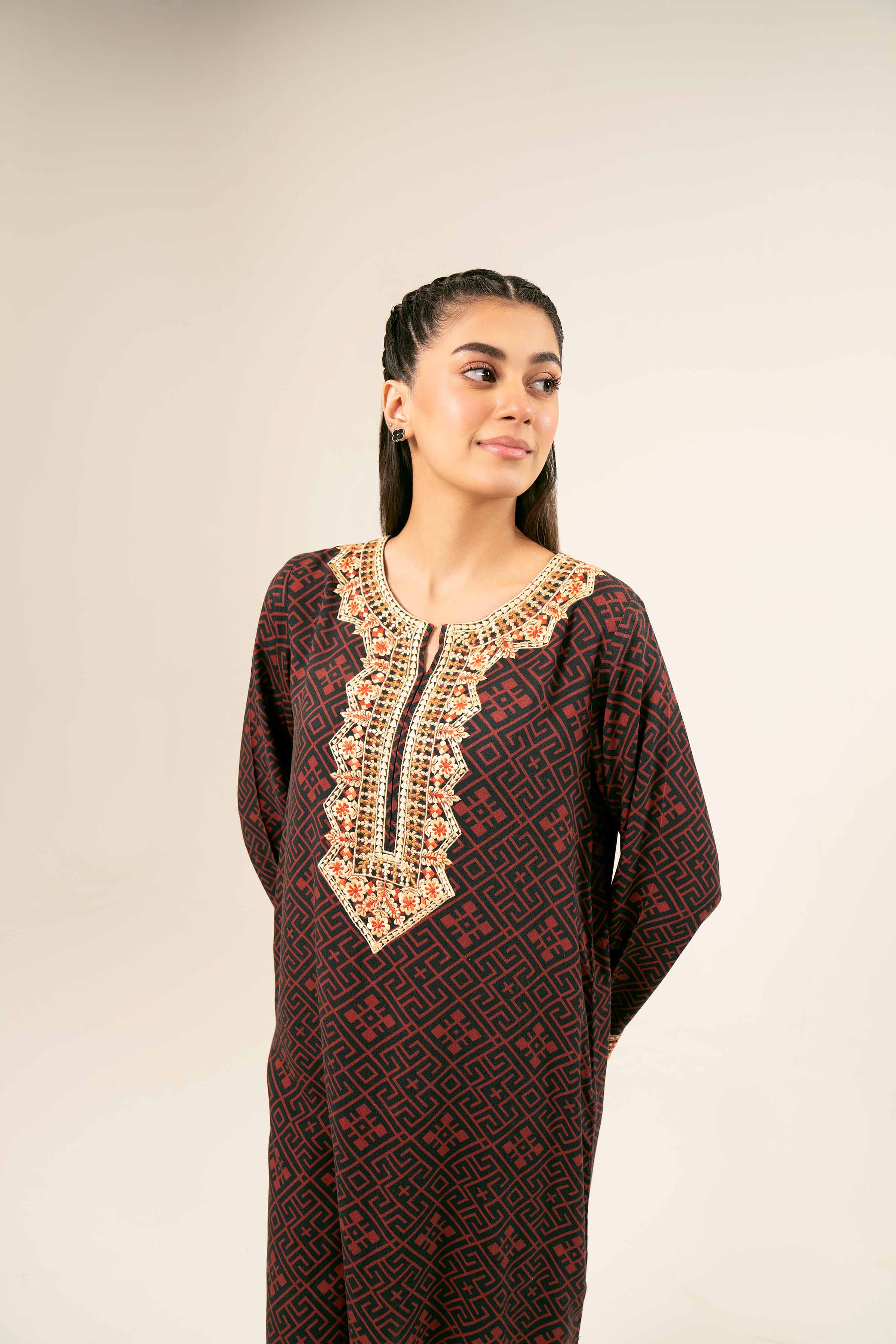 2 Piece - Printed Embroidered Suit - PW24-182 - Image 6