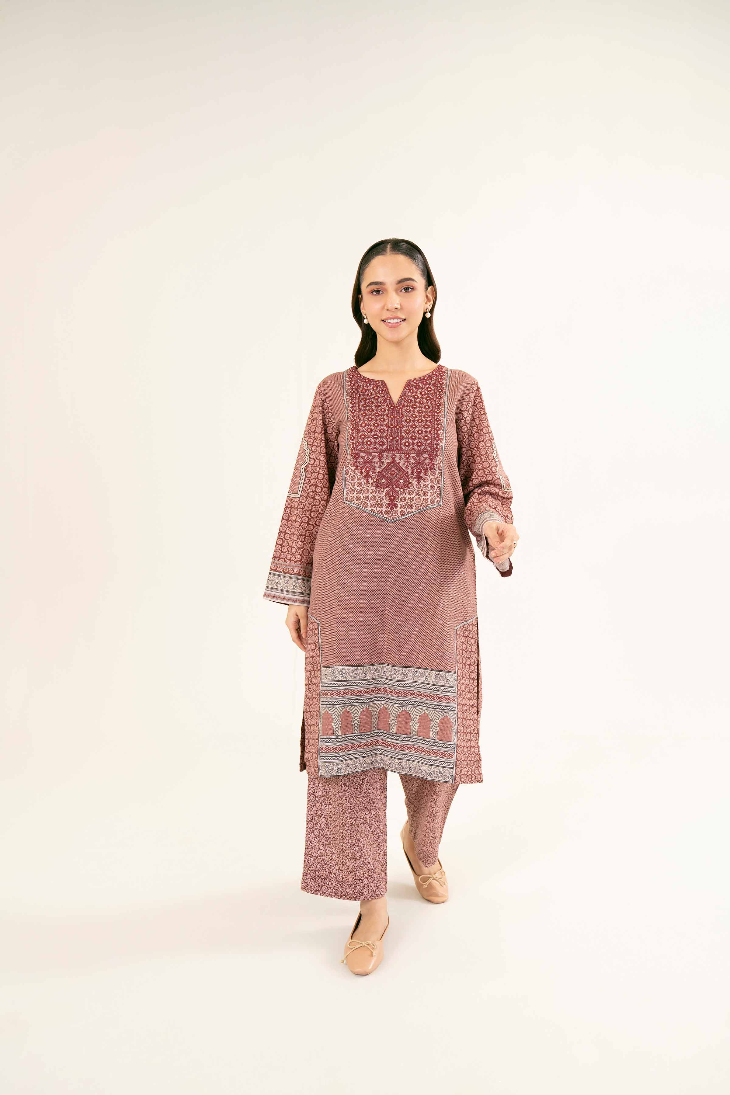 2 Piece - Printed Embroidered Suit - PW24-196 - Image 4