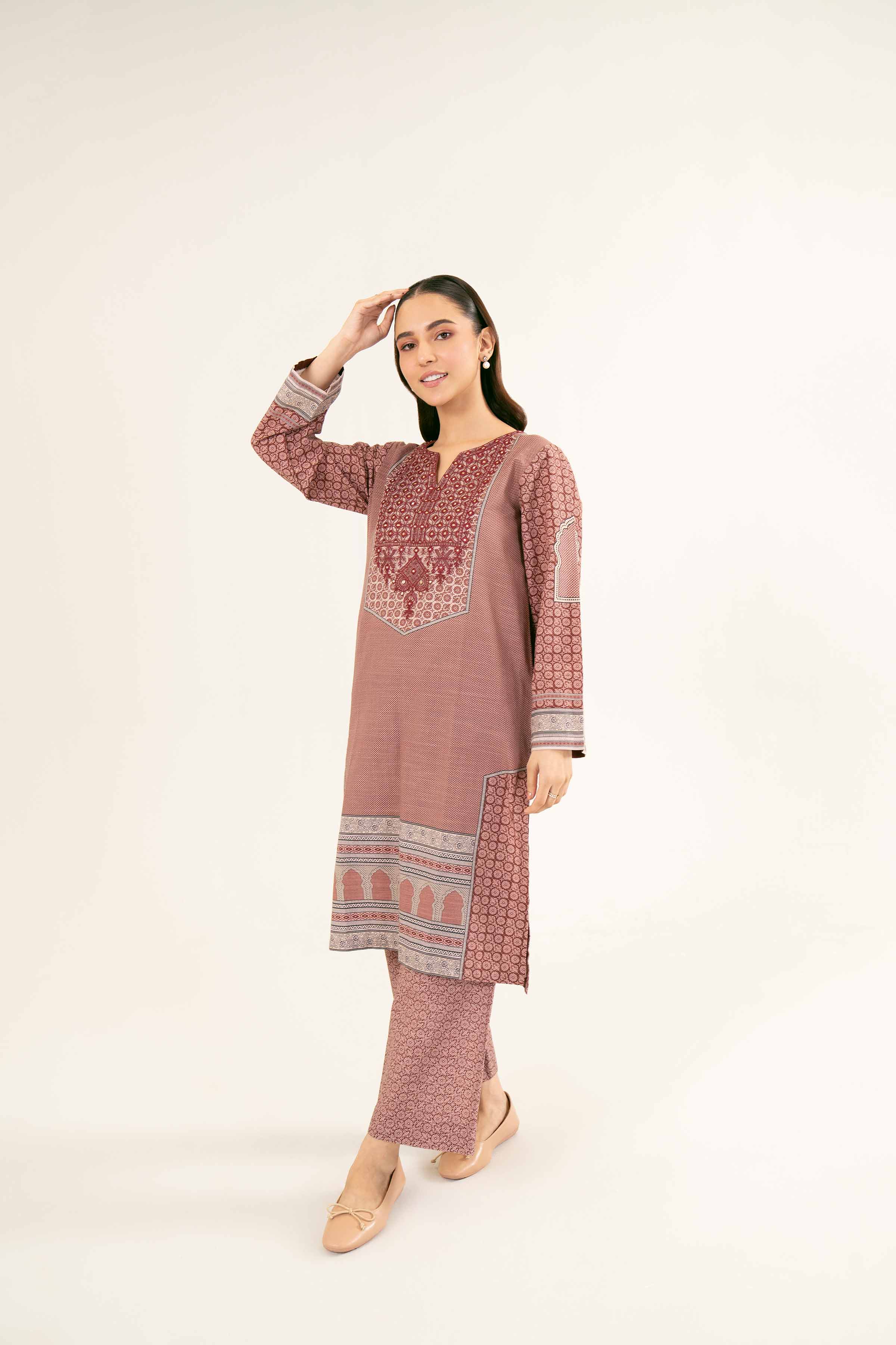 2 Piece - Printed Embroidered Suit - PW24-196 - Image 5