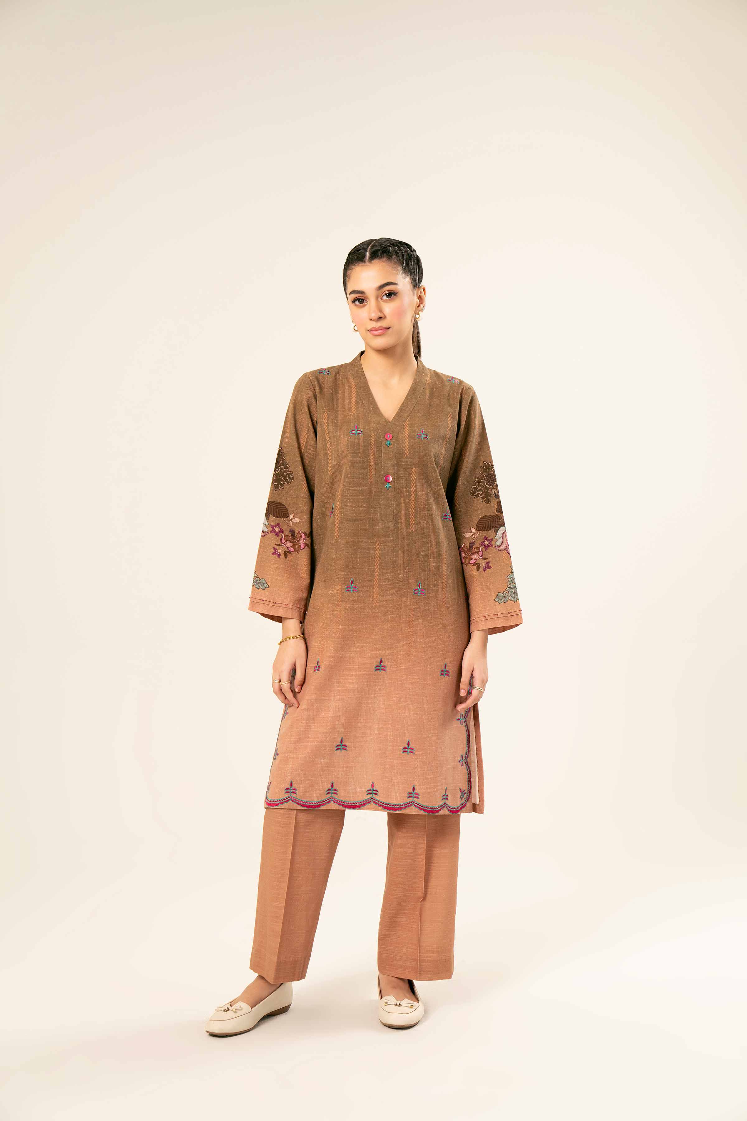 2 Piece - Printed Embroidered Suit - PW24-214 - Image 4