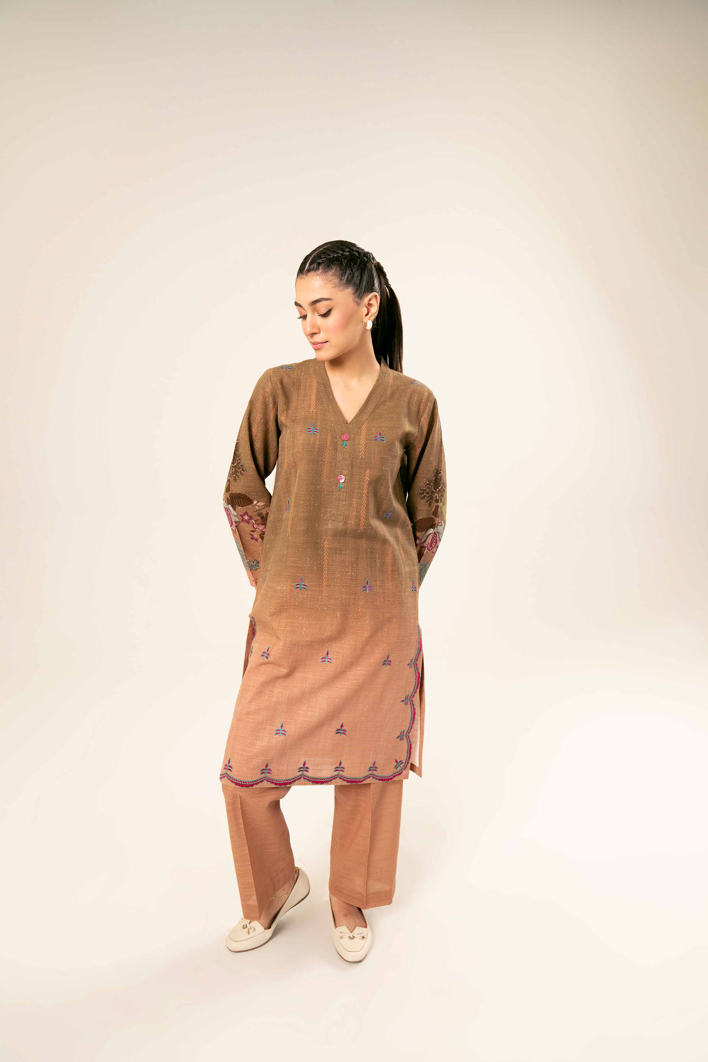 2 Piece - Printed Embroidered Suit - PW24-214 - Image 6