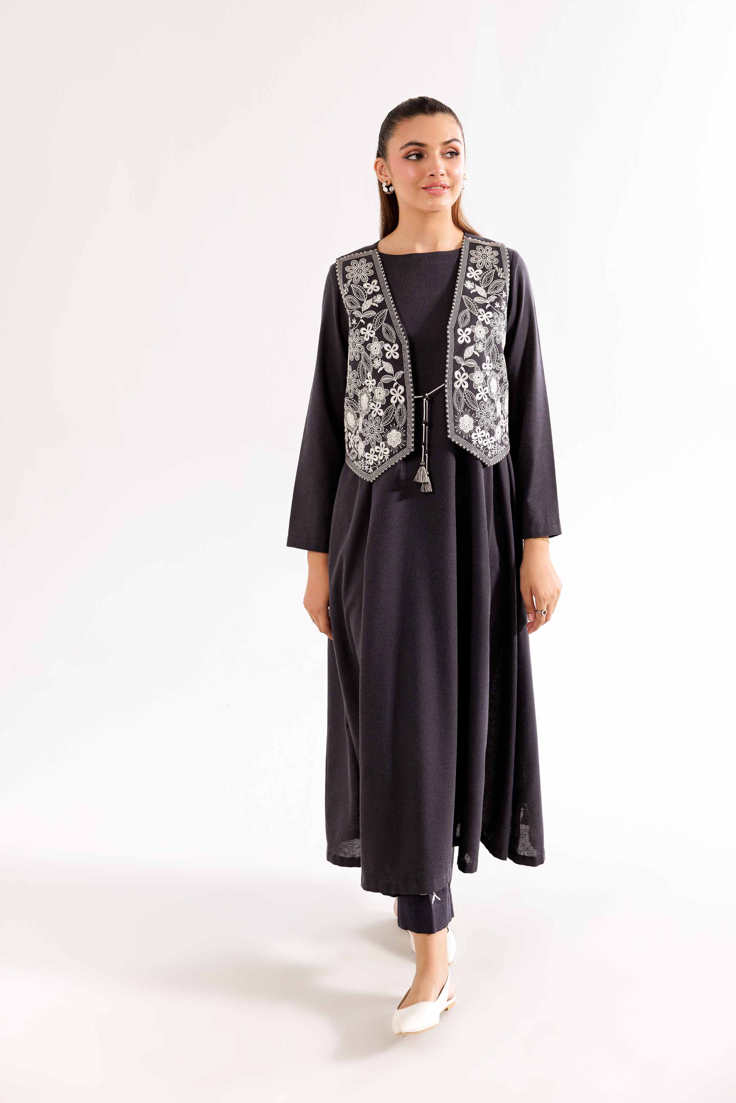 3 Piece - Printed Embroidered Suit - PW24-225 - Image 4