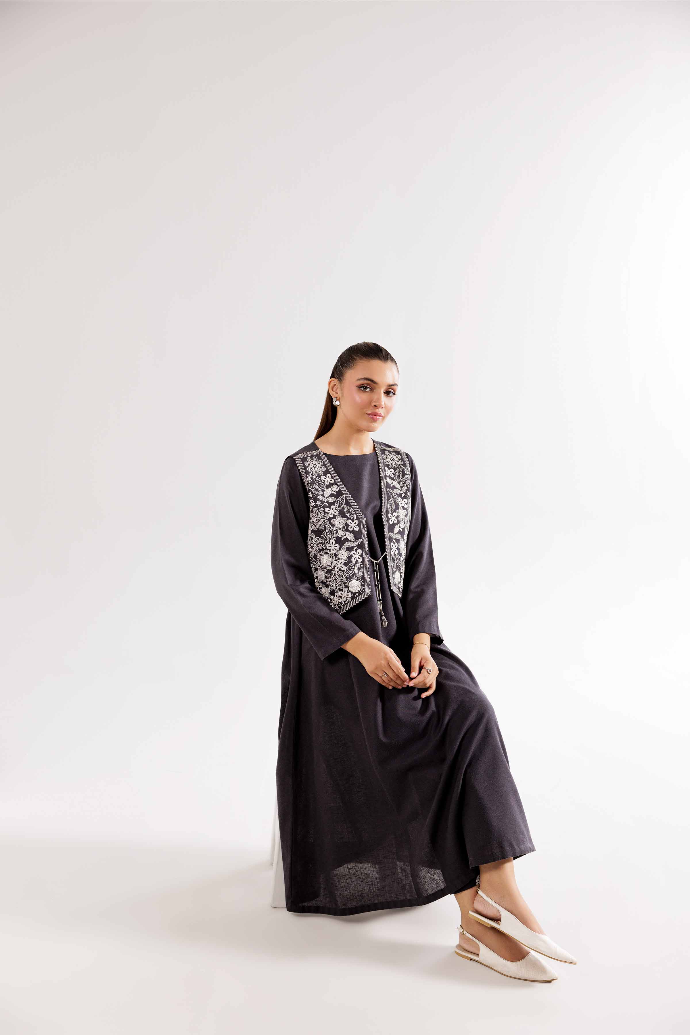 3 Piece - Printed Embroidered Suit - PW24-225 - Image 5