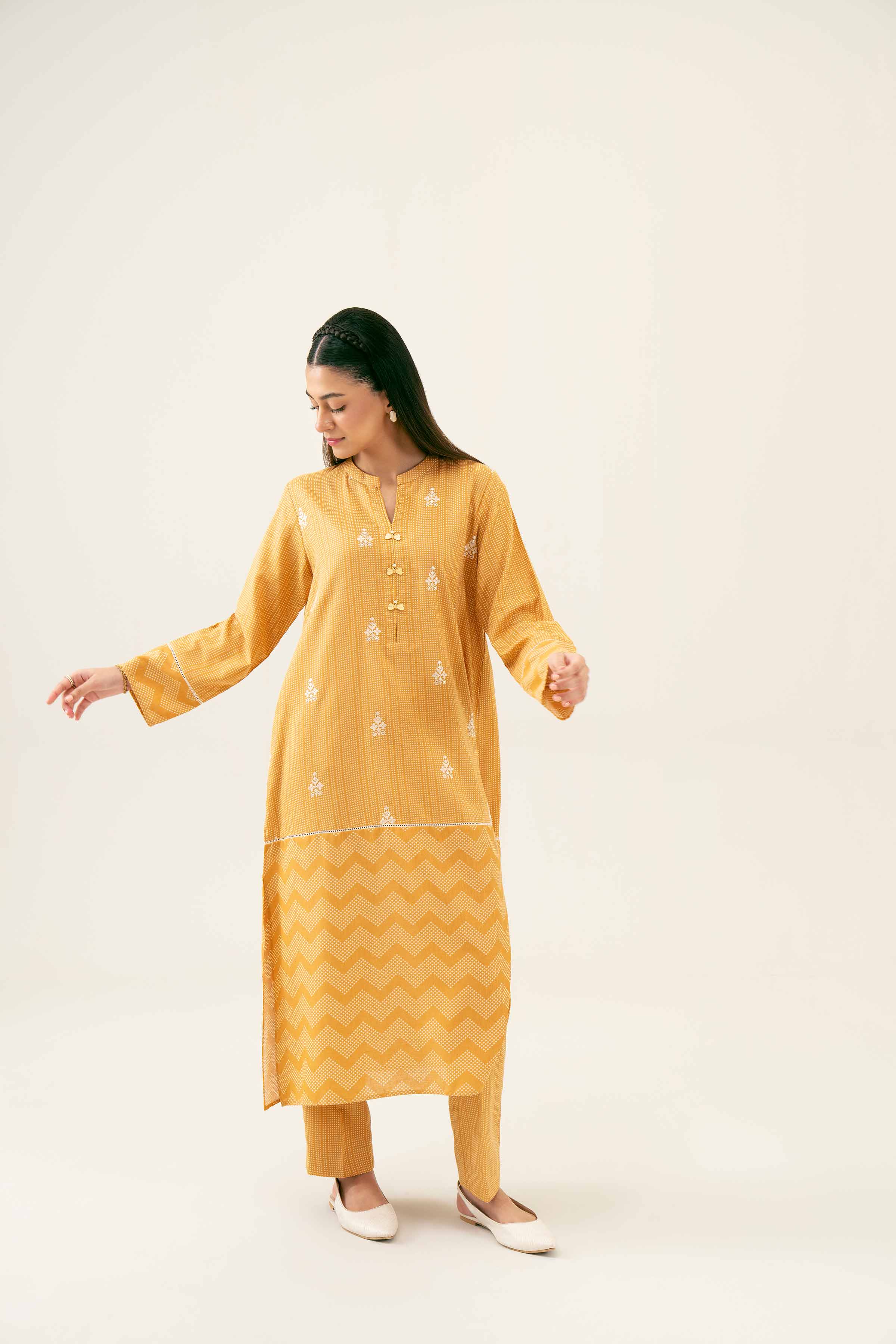 2 Piece - Printed Embroidered Suit - PW24-235 - Image 5
