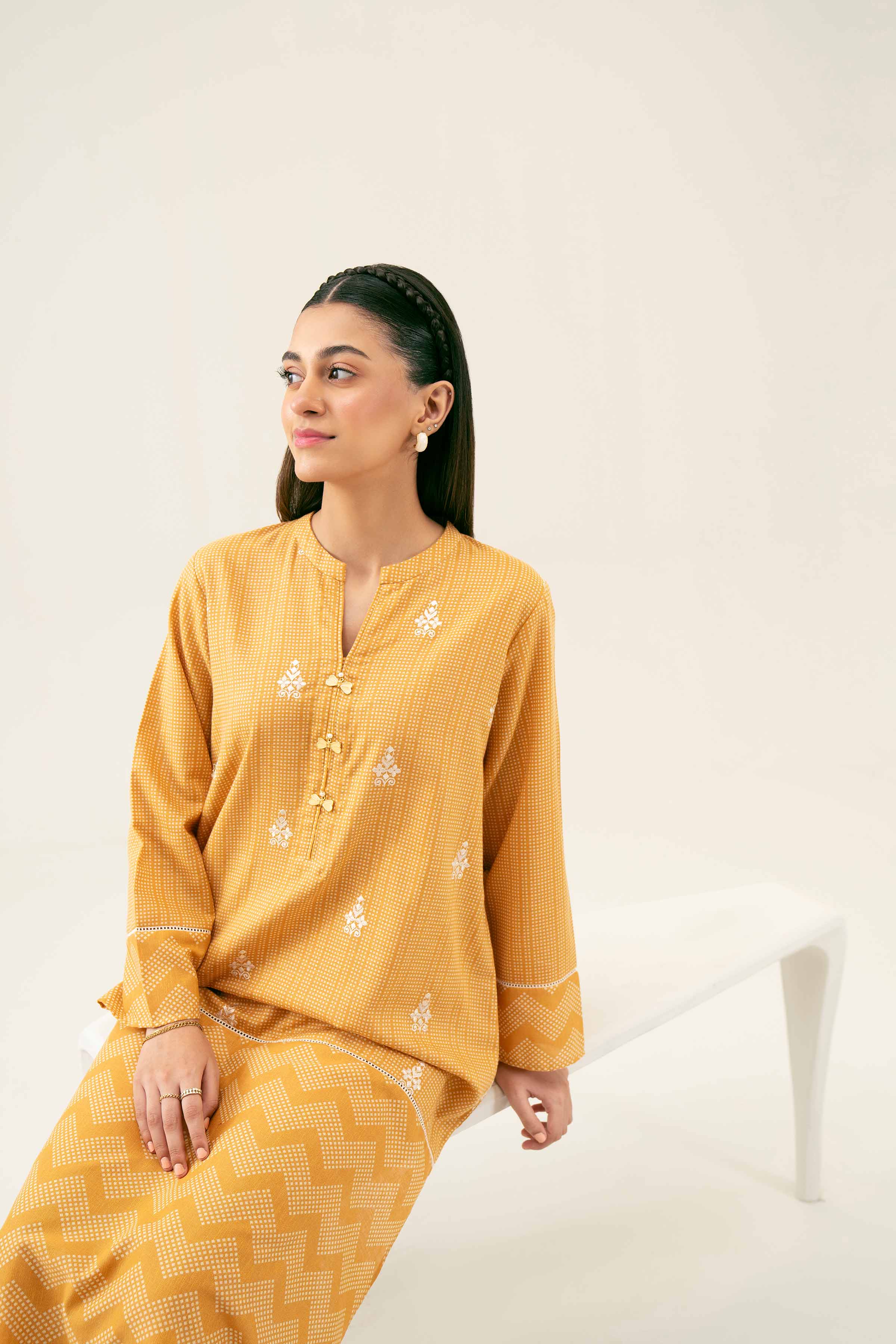 2 Piece - Printed Embroidered Suit - PW24-235 - Image 8