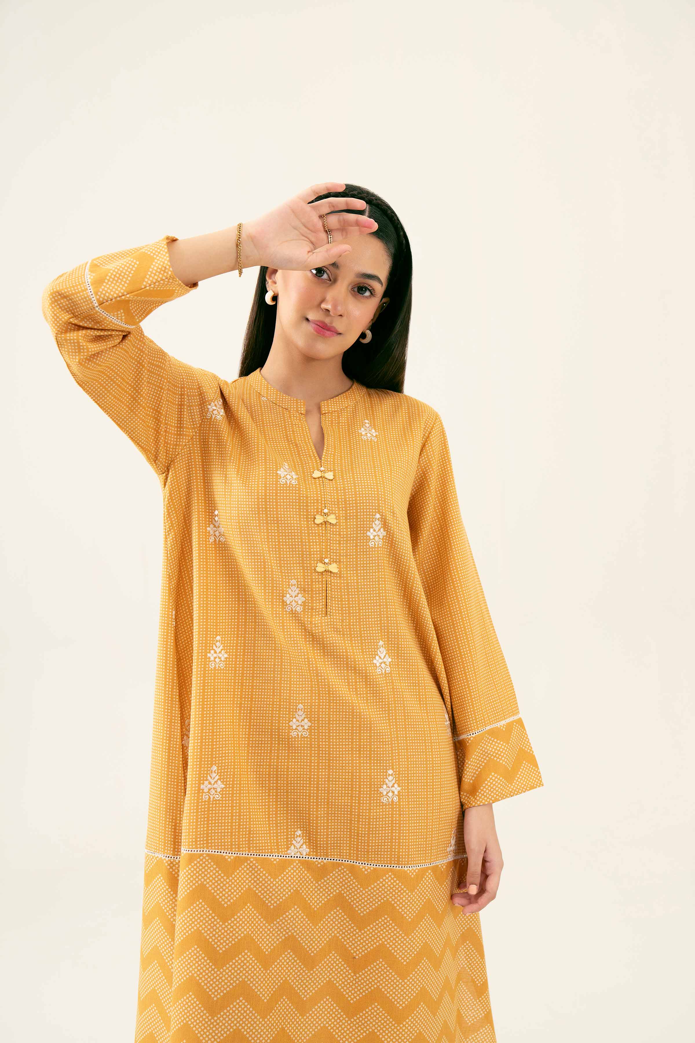 2 Piece - Printed Embroidered Suit - PW24-235 - Image 9