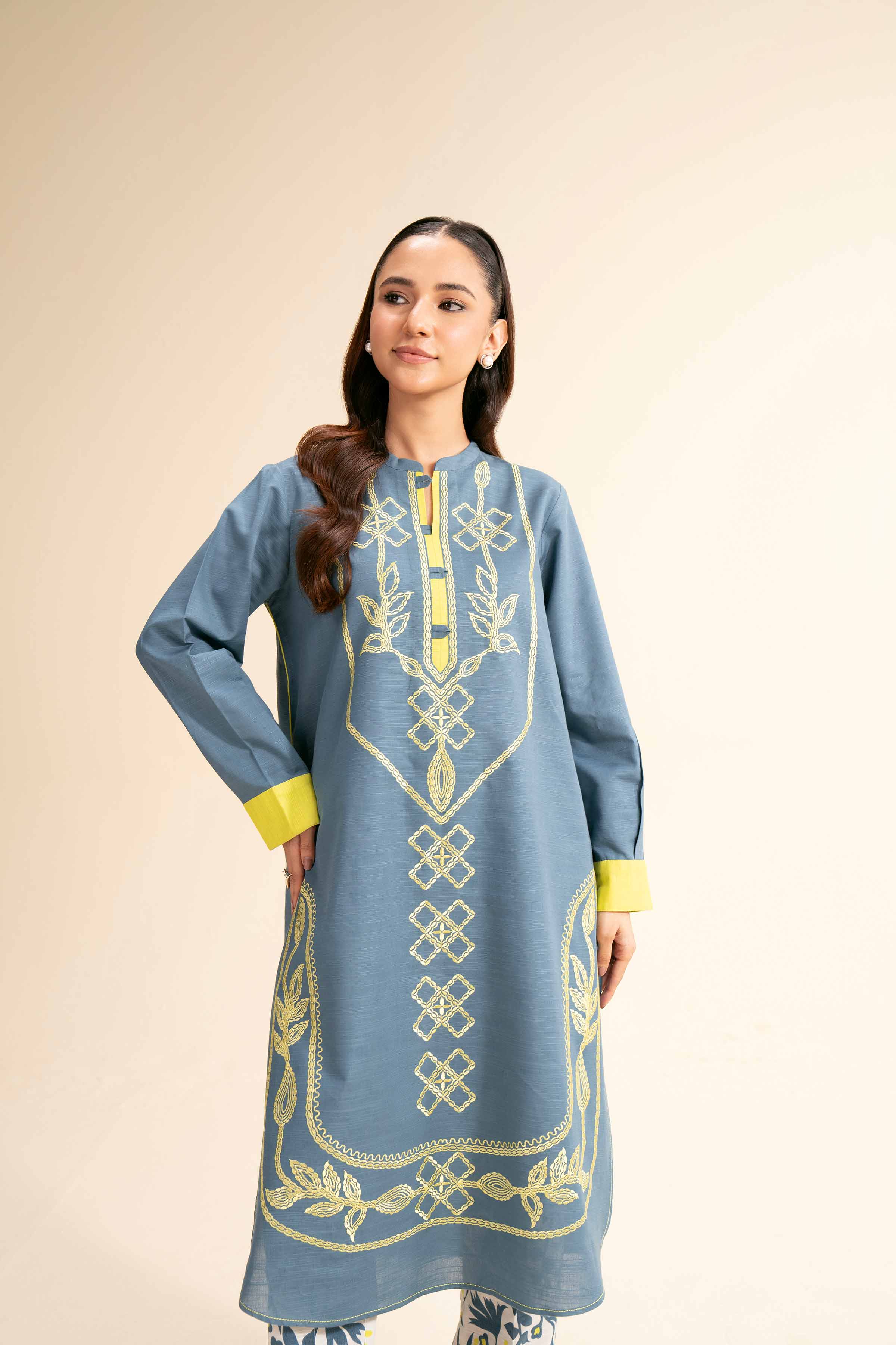 2 Piece - Printed Embroidered Suit - PW24-259 - Image 5
