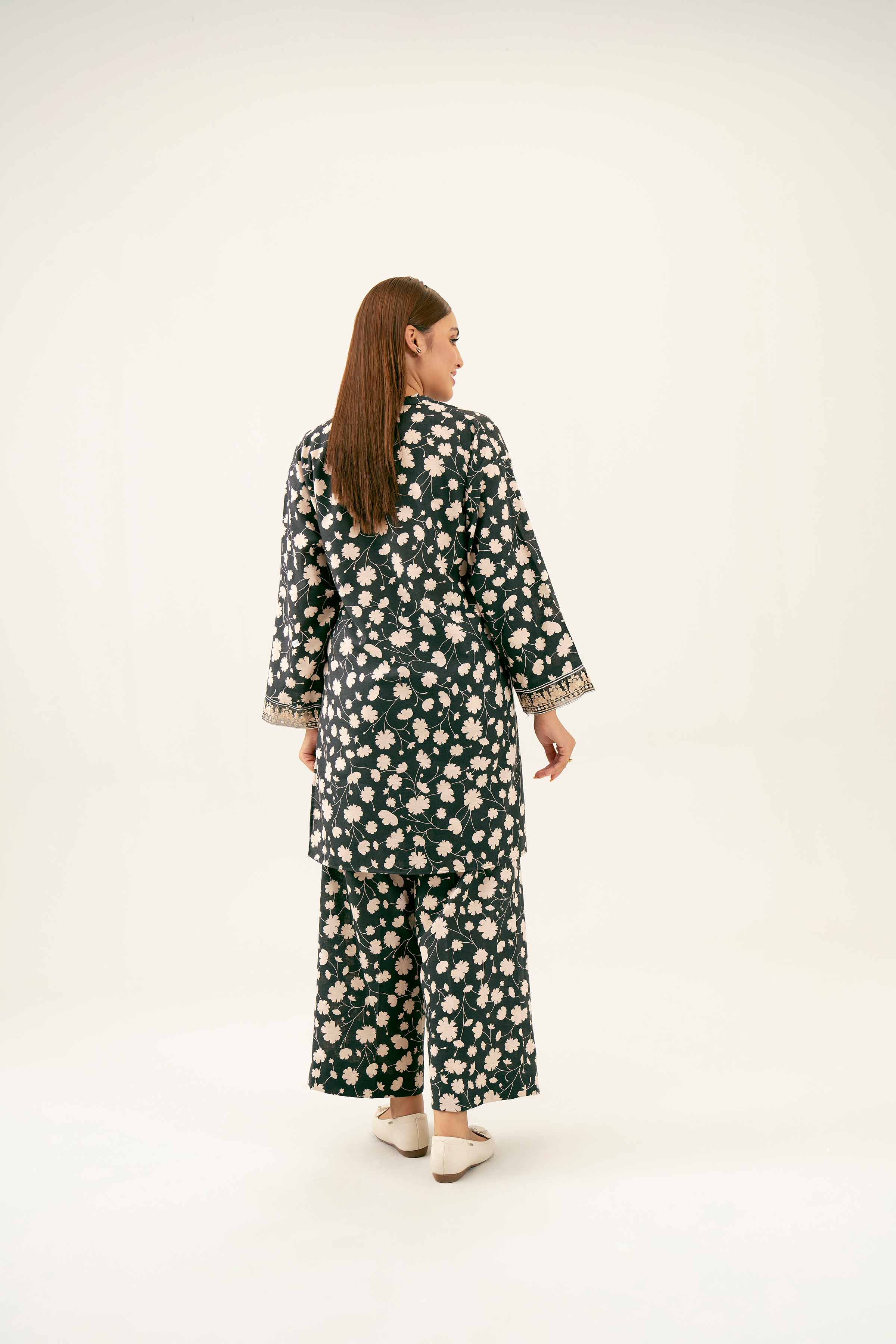 2 Piece - Printed Embroidered Suit - PW24-271 - Image 3
