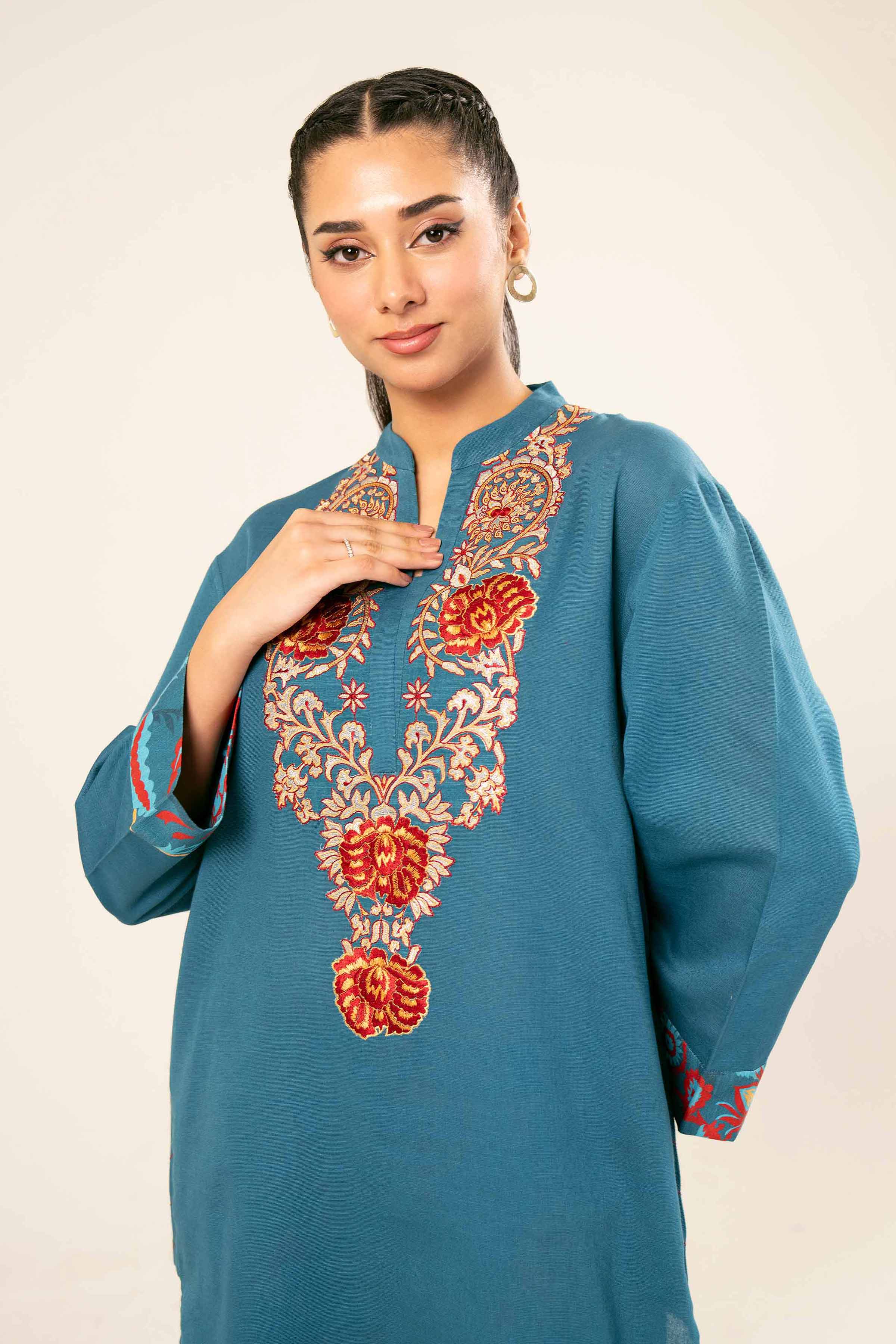 2 Piece - Printed Embroidered Suit - PW24-394 - Image 2