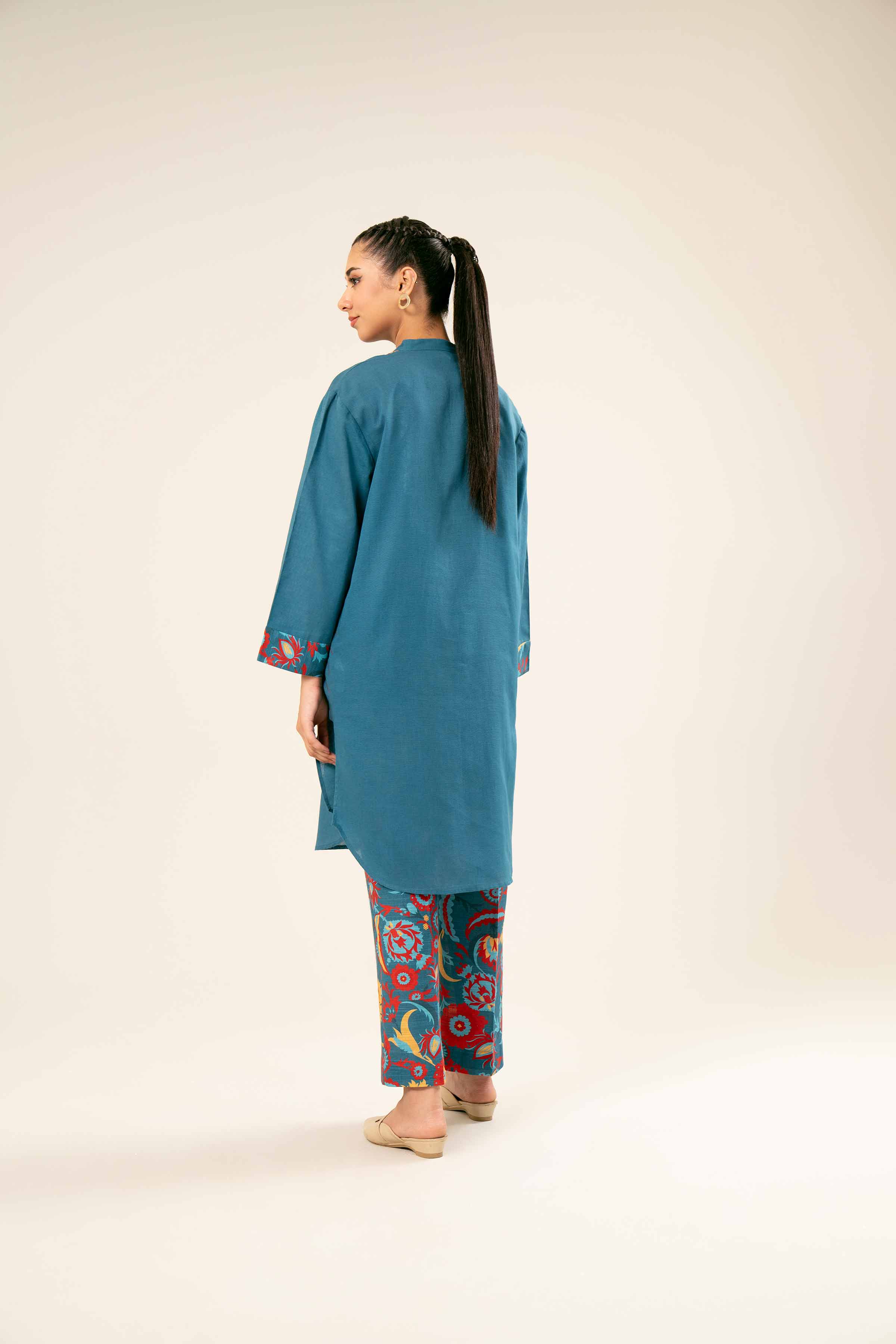 2 Piece - Printed Embroidered Suit - PW24-394 - Image 3
