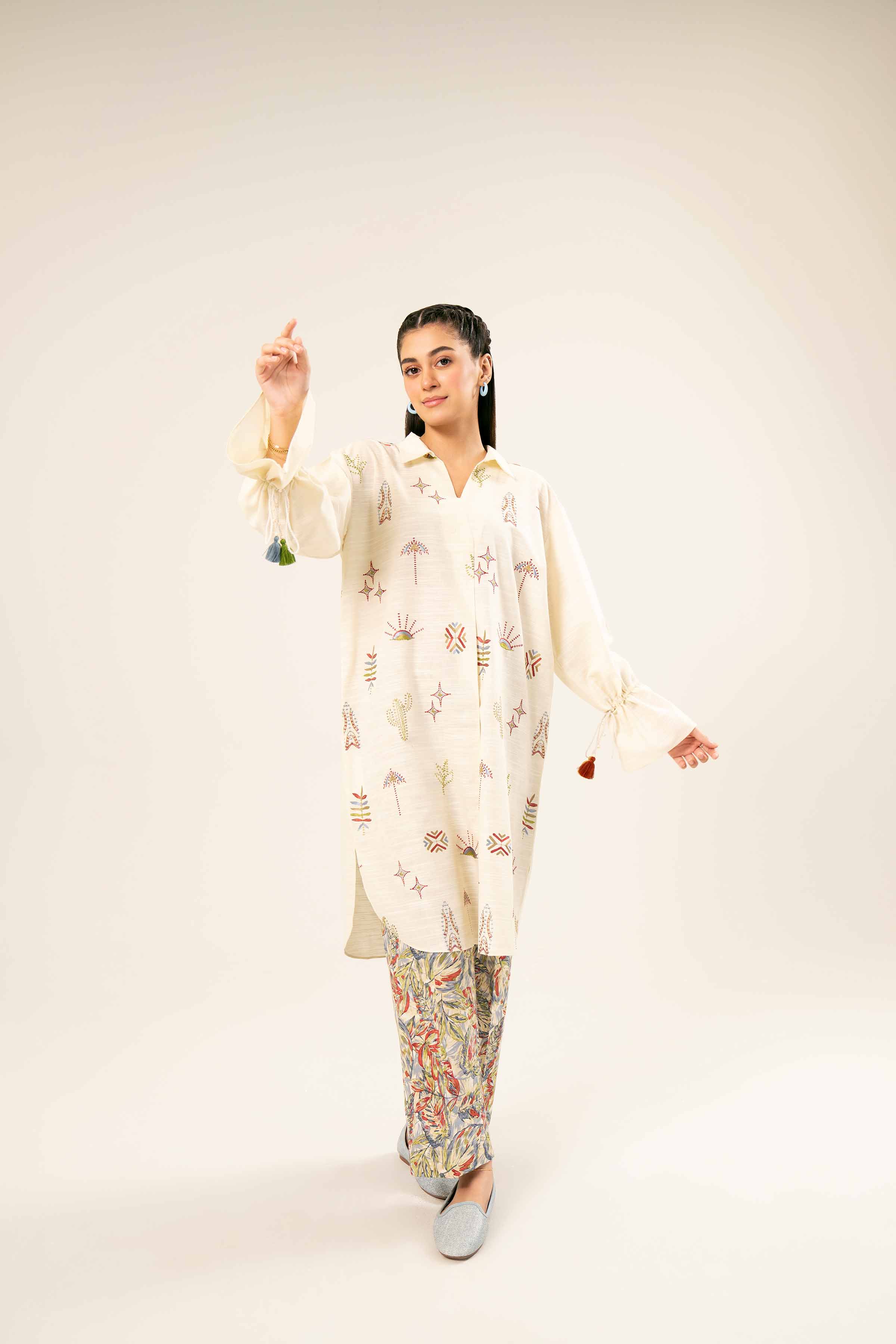 2 Piece - Printed Embroidered Suit - PW24-431 - Image 7